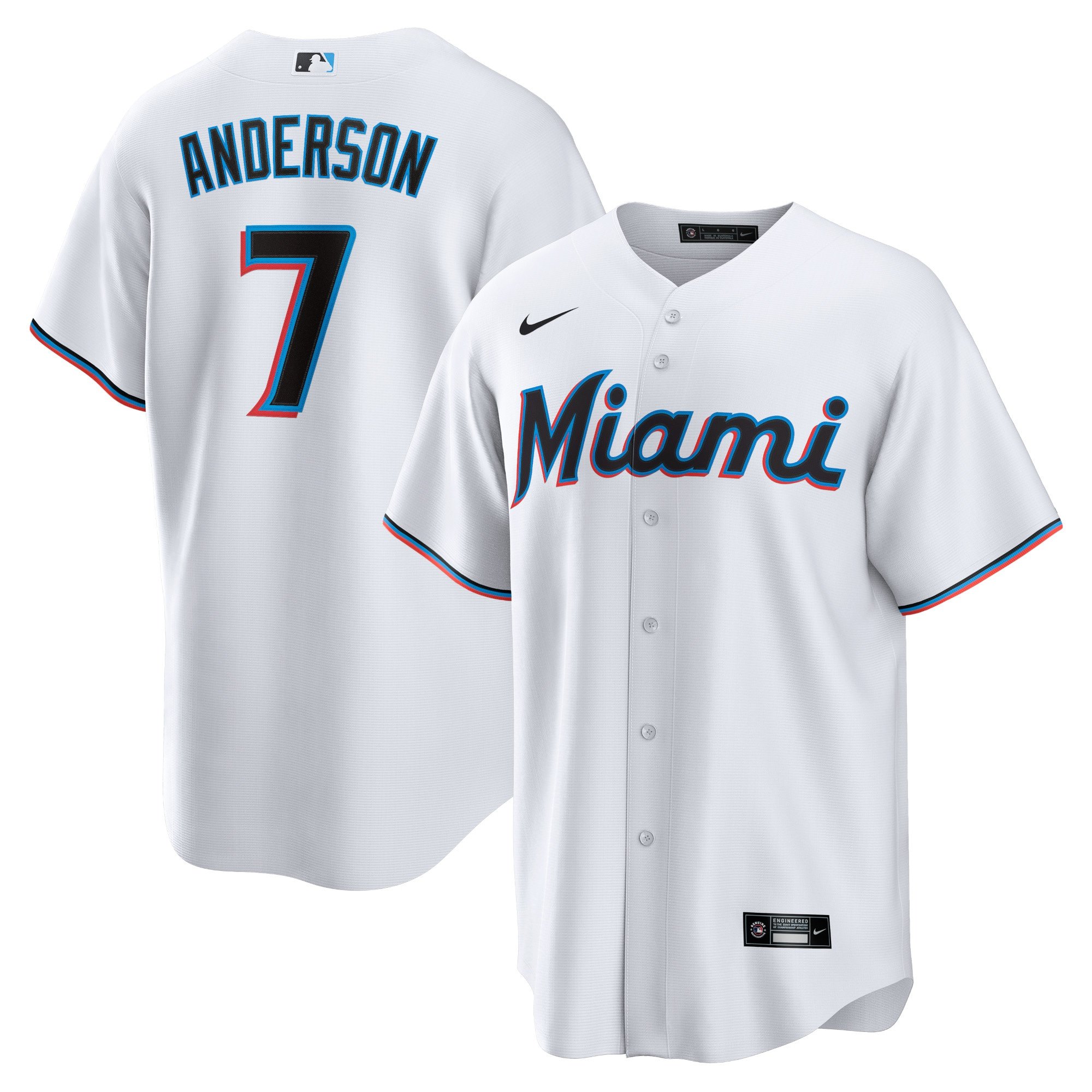 Men's Miami Marlins Tim Anderson  White Home Replica Player Jersey
