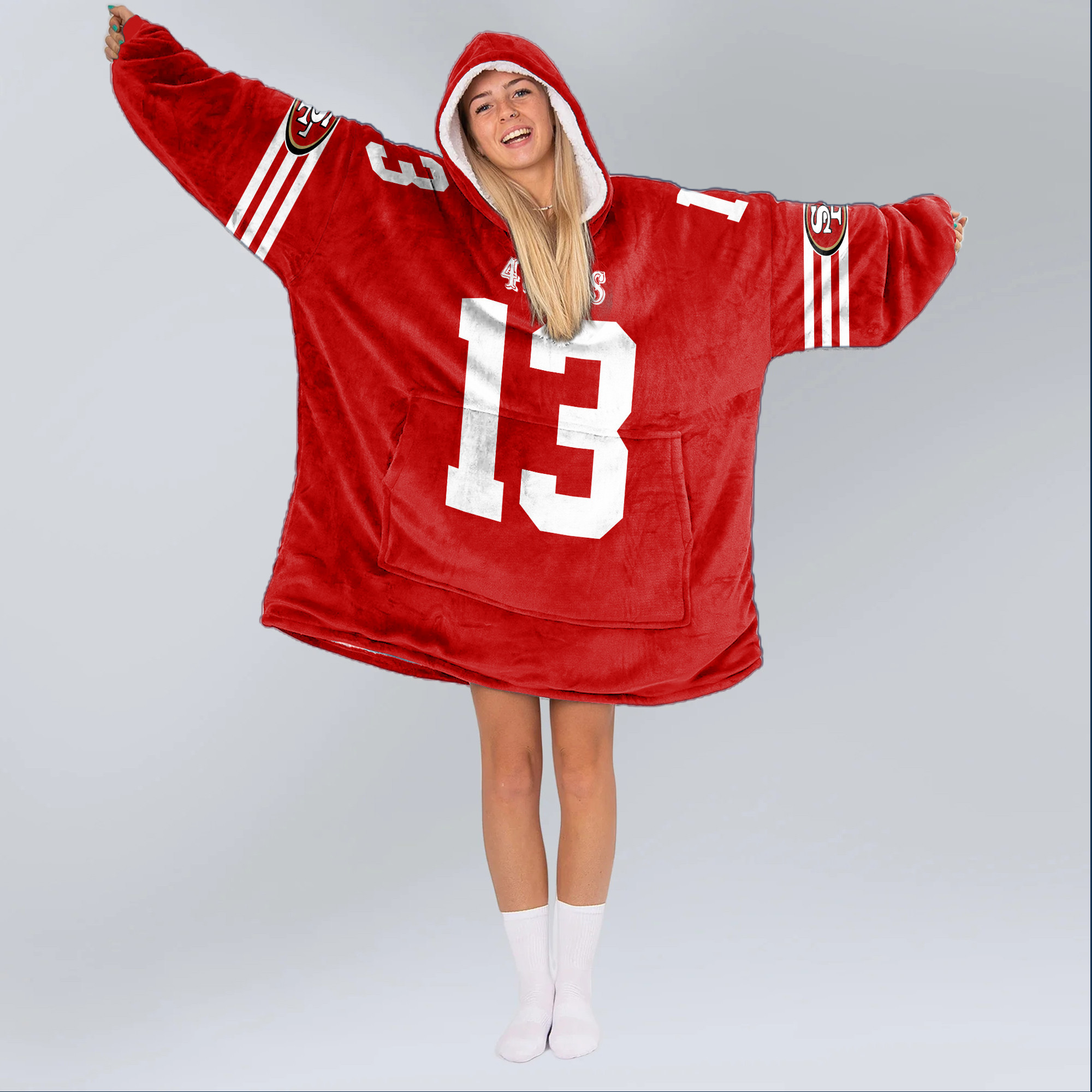 Adult B.P. 13 San Francisco 49ers Football Unisex Blanket Hoodie