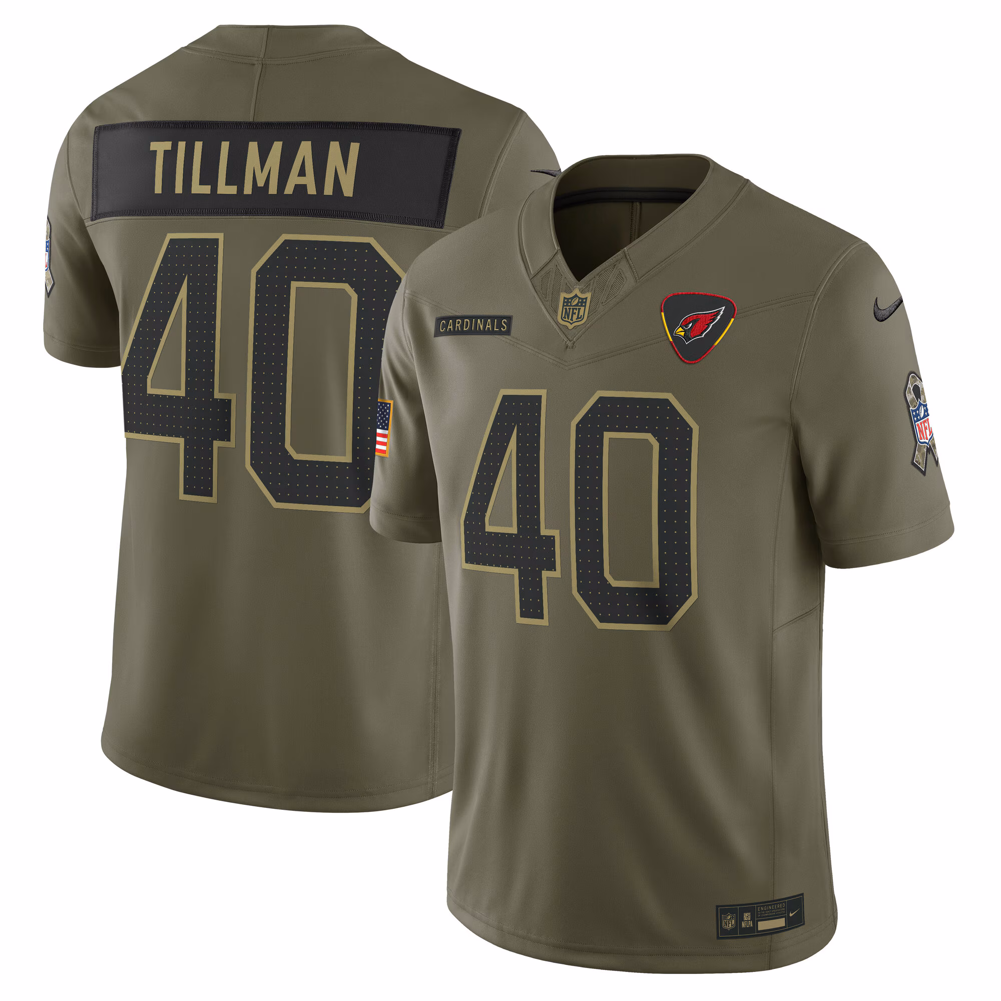 Men's Arizona Cardinals #40 Pat Tillman Olive 2025 Salute to Service Retired Limited Jersey