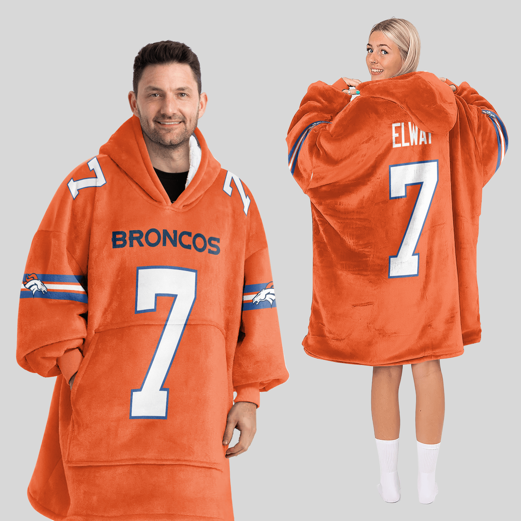 Adult J.E 7 Denver Football Unisex Blanket Hoodie