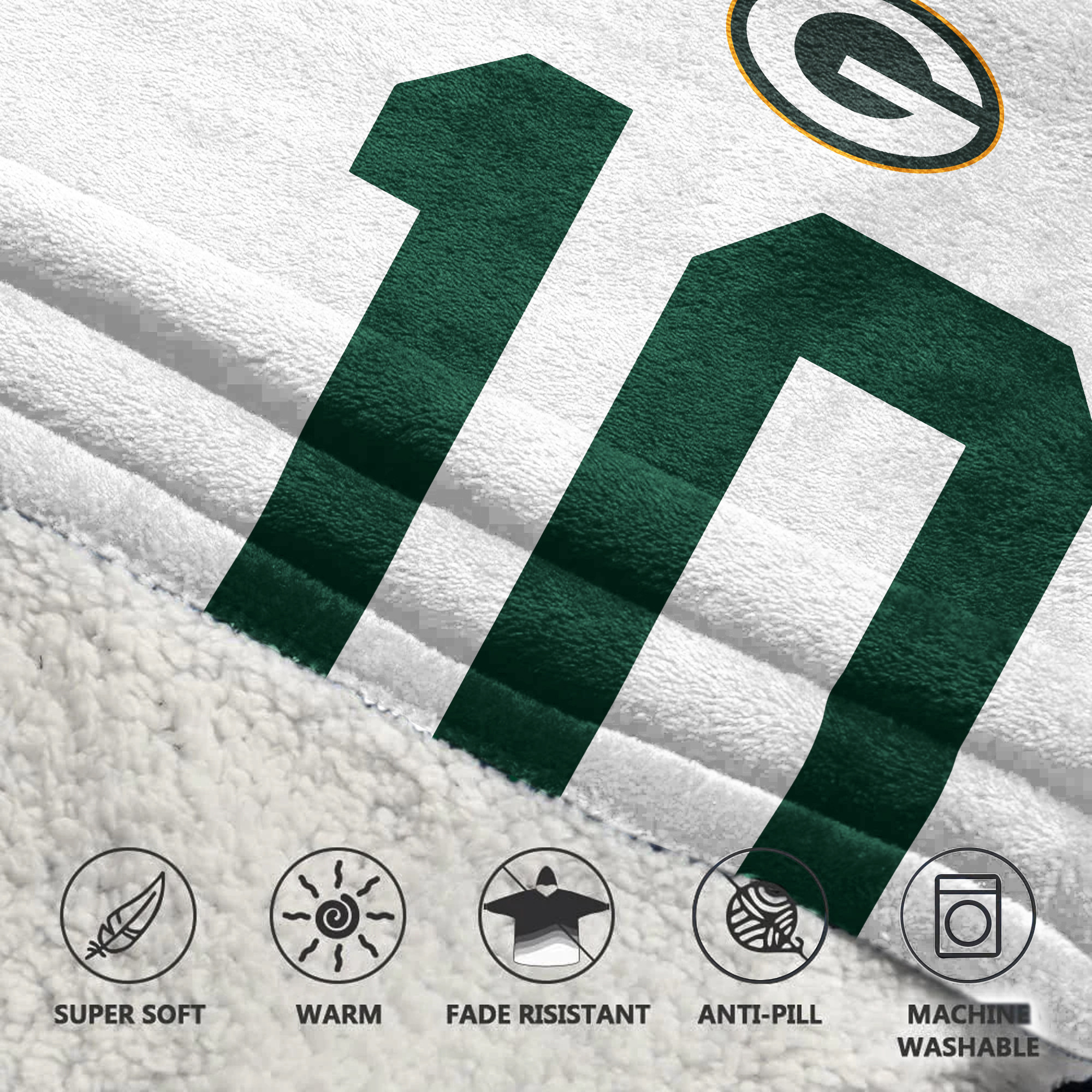 Adult J.L. 10 Green Bay Football Unisex Blanket Hoodie