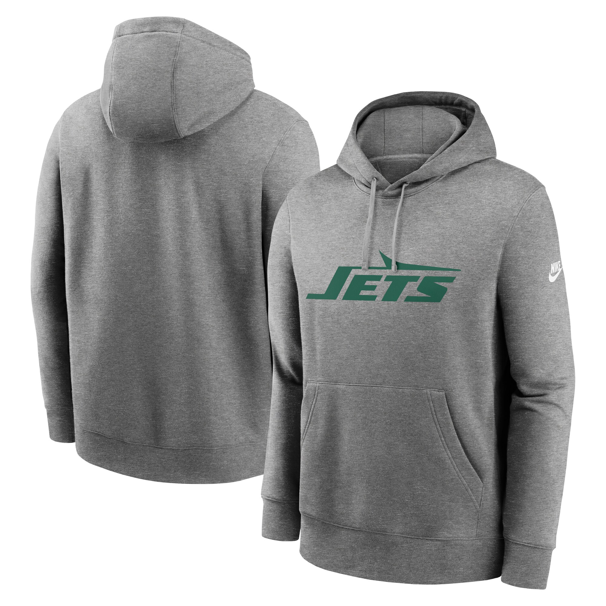 New York Jets Rewind Club Logo Pullover Hoodie - Heather Gray