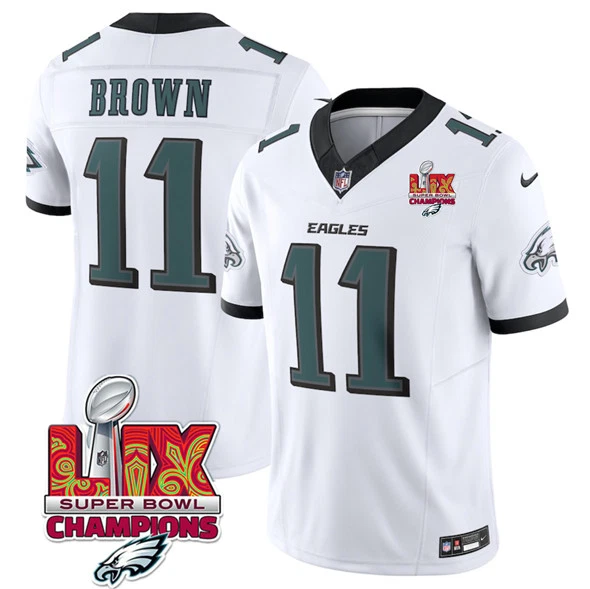 Men's #11 A.J. Brown 2025 Super Bowl LIX Patch F.U.S.E. Vapor Stitched Jersey