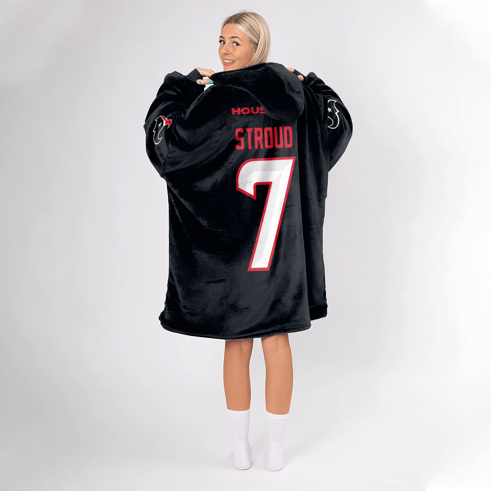 Adult C.J.S 7 Houston Football Unisex Blanket Hoodie