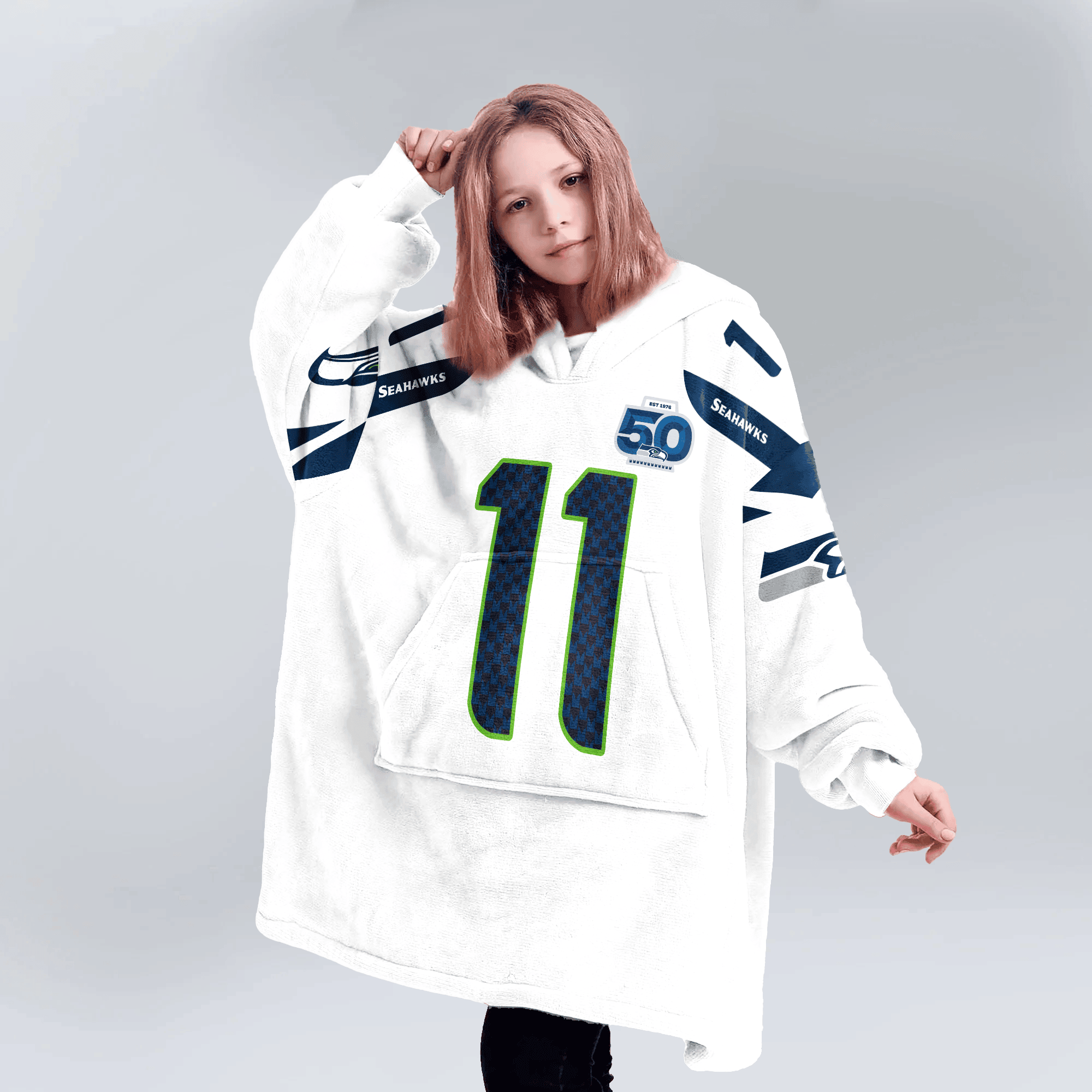 Kid 11 Seattle Football Unisex Blanket Hoodie