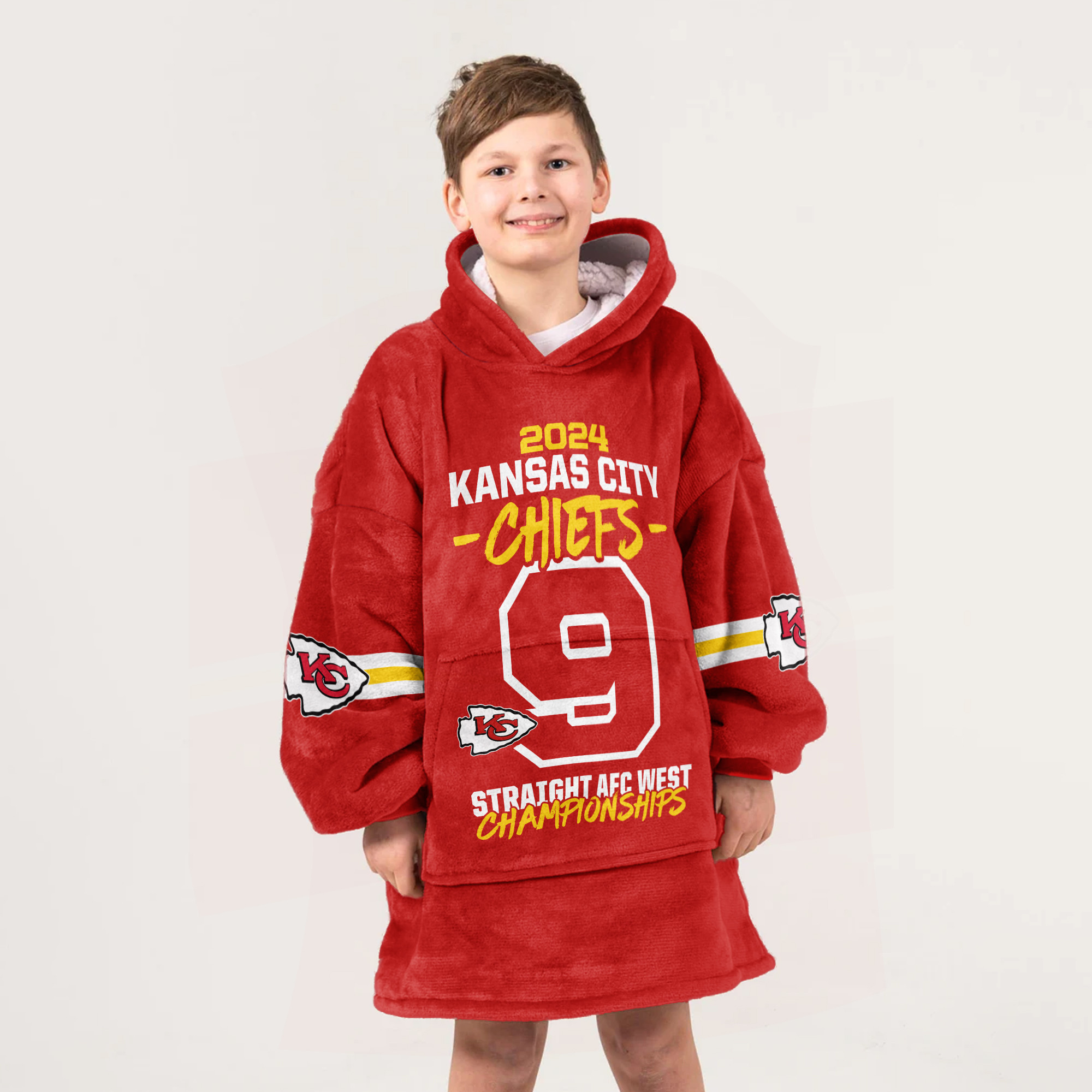 Adult 2024 Kansas City Football Unisex Blanket Hoodie