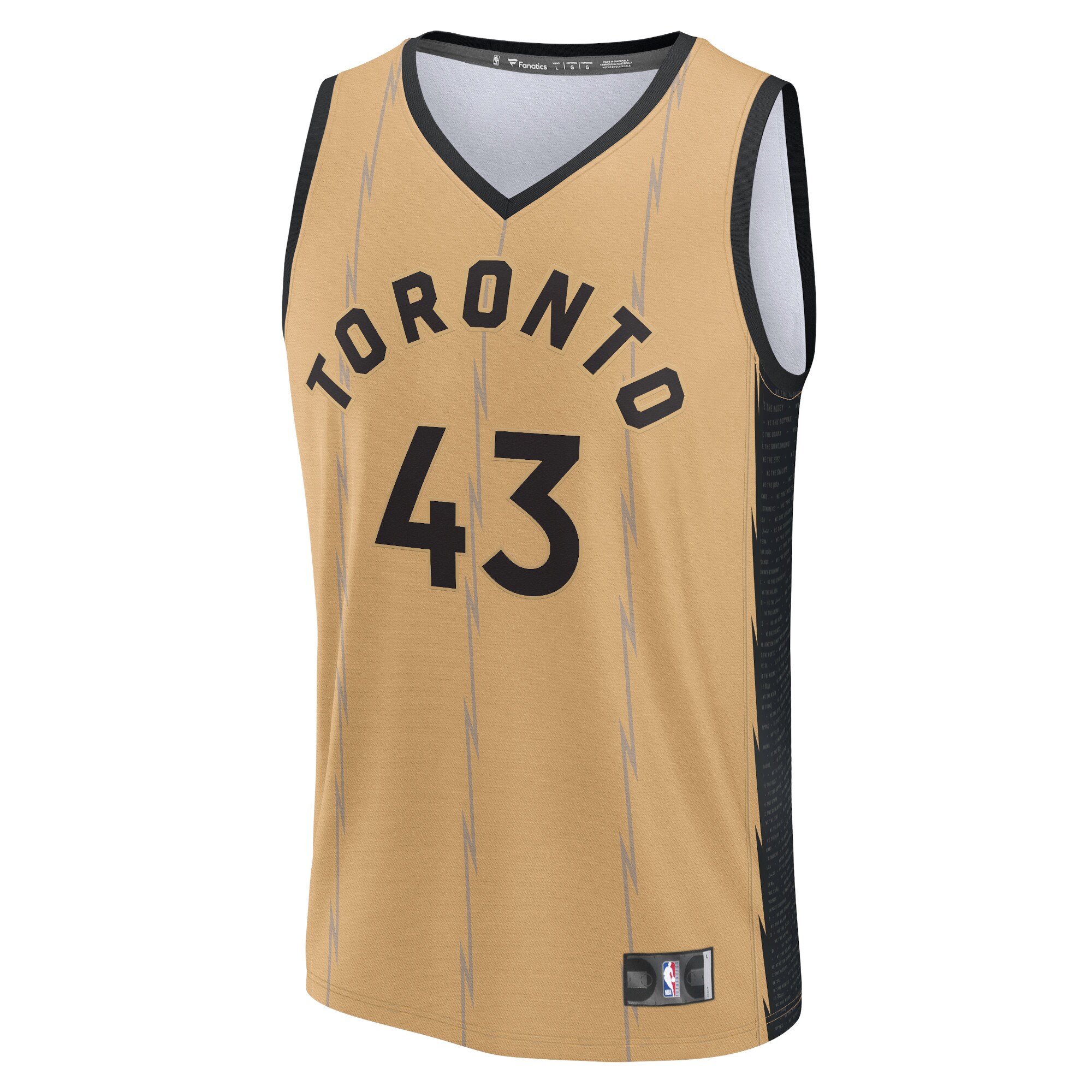 Unisex Toronto Raptors Pascal Siakam  Gold 2023/24 Fast Break Jersey - City Edition
