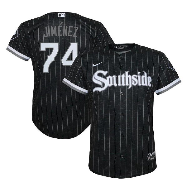 Men's  Chicago White Sox #74 Eloy Jimenez Black MLB 2021 City Connect Player Jersey