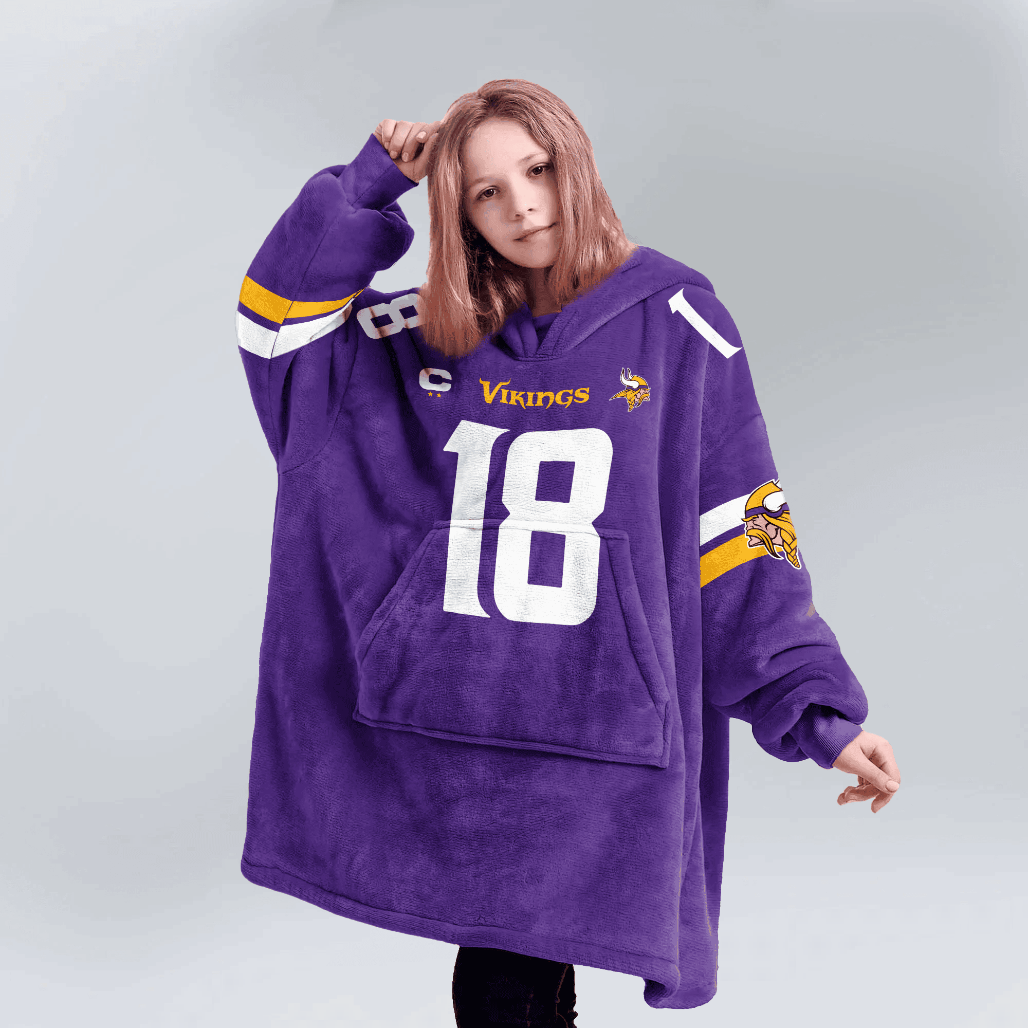 Adult Captain 18 Minnesota Football Unisex Blanket Hoodie