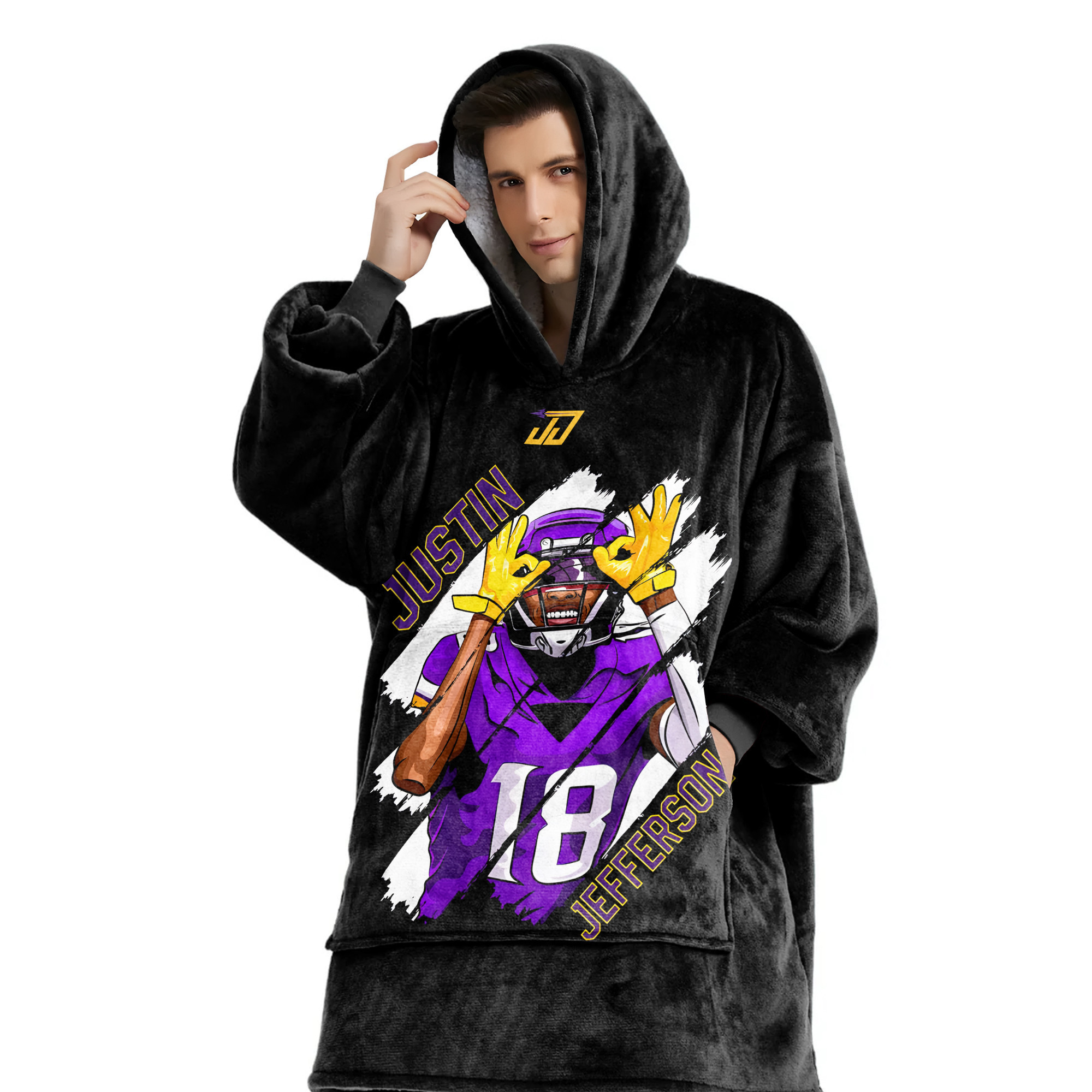 Adult JJ 18 Minnesota Football Unisex Blanket Hoodie