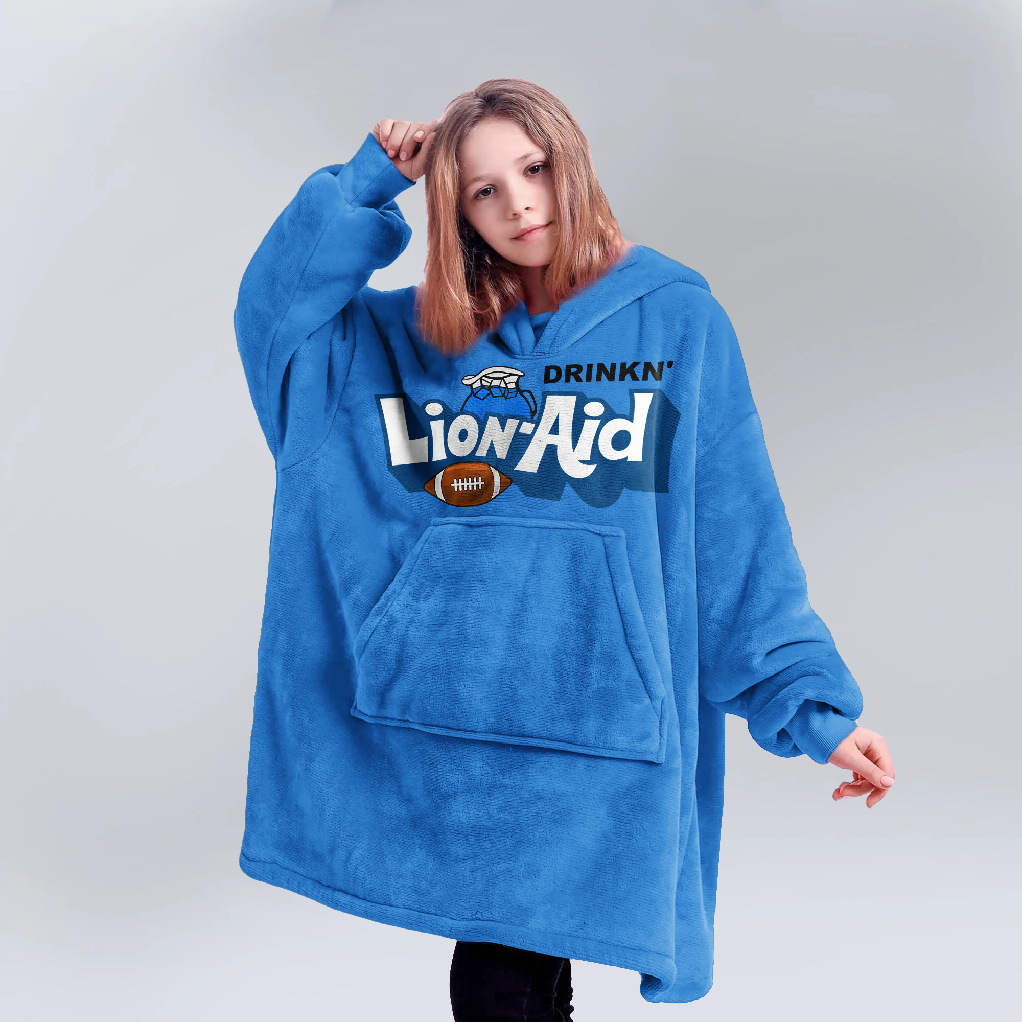 Adult Detroit Football Unisex Blanket Hoodie
