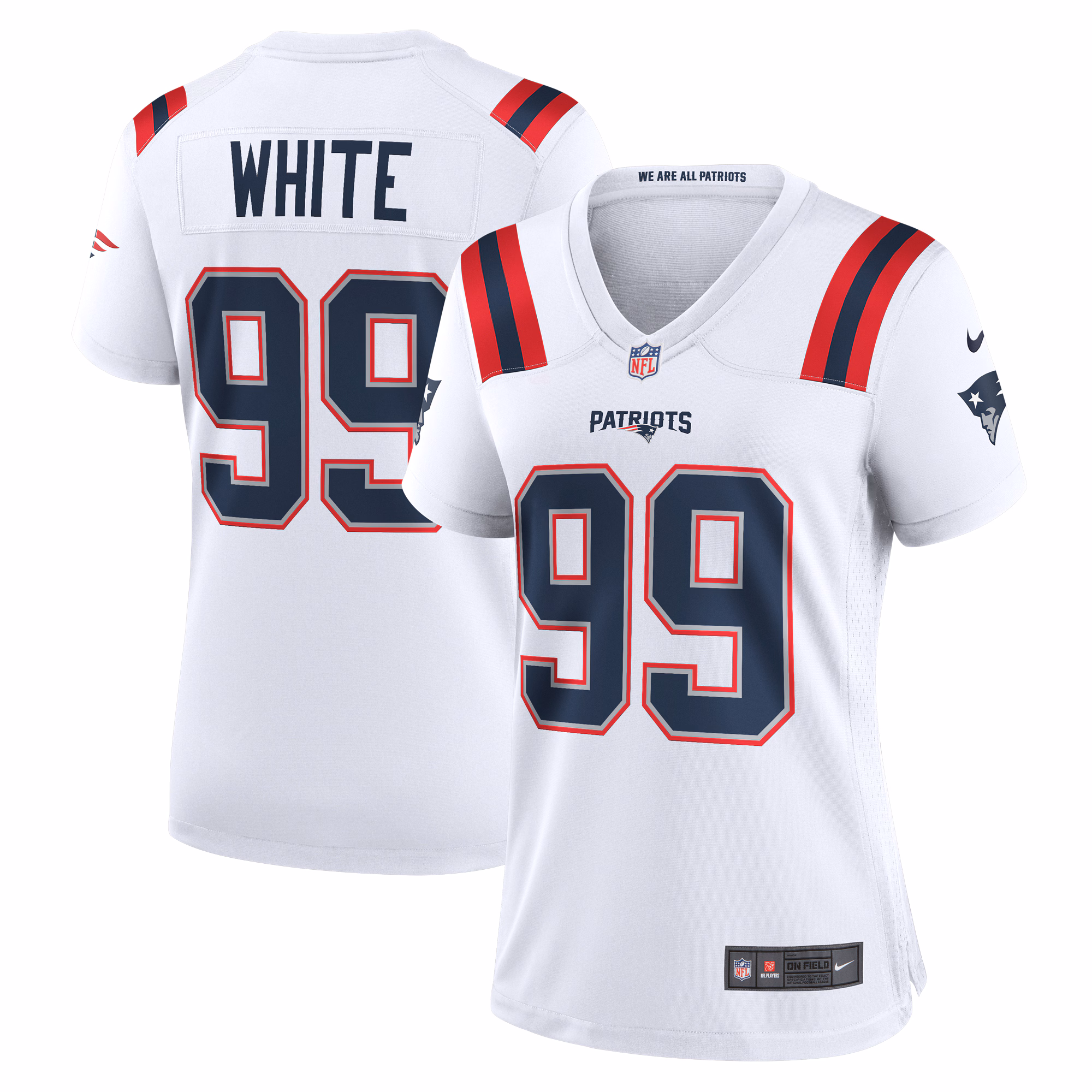 Keion White New England Patriots Women's  Game Jersey -  White