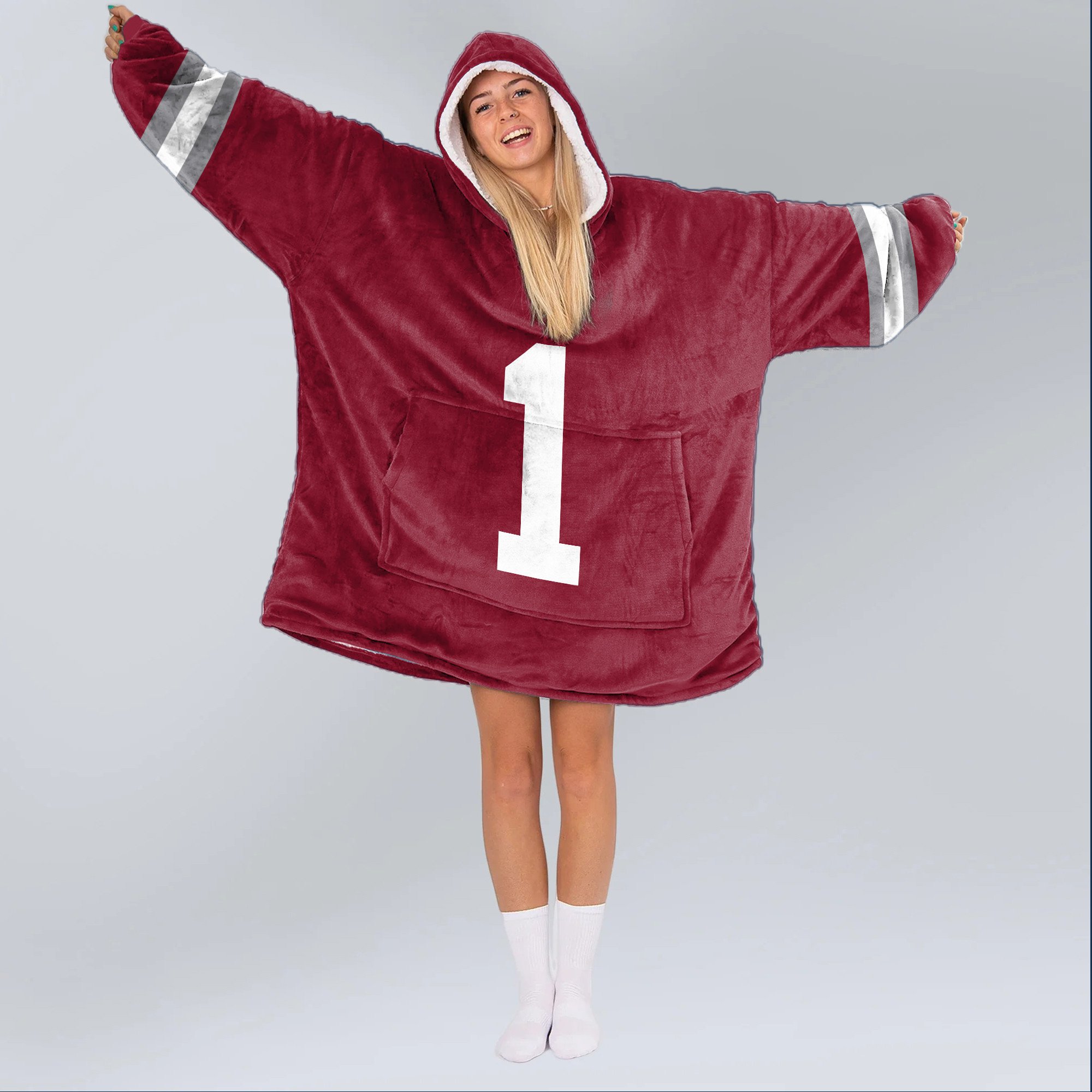Adult #1 Alabama Football Unisex Blanket Hoodie