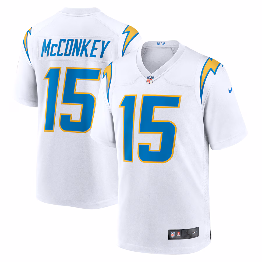 Men's Ladd McConkey #15 White Los Angeles Chargers Game Jersey
