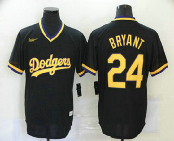 Men's Los Angeles Dodgers #24 Kobe Bryant Black Stitched Pullover Throwback  Jersey