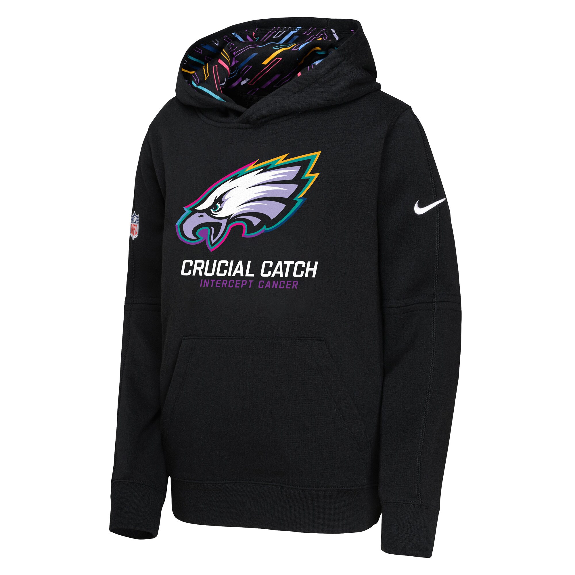 Philadelphia Eagles Youth 2024 NFL Crucial Catch Pullover Hoodie - Black
