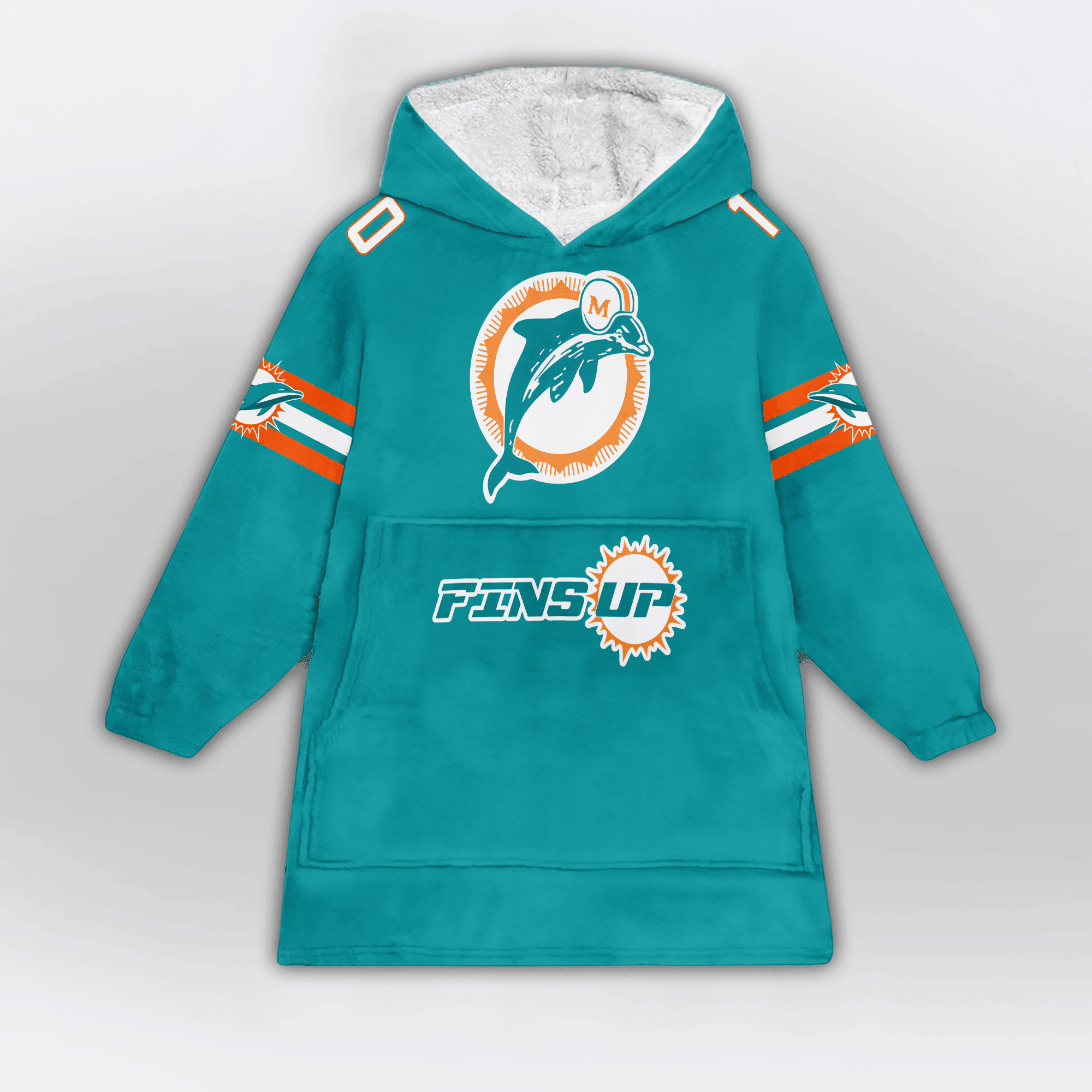 Fins Up T.H 10 Miami Football Unisex Blanket Hoodie