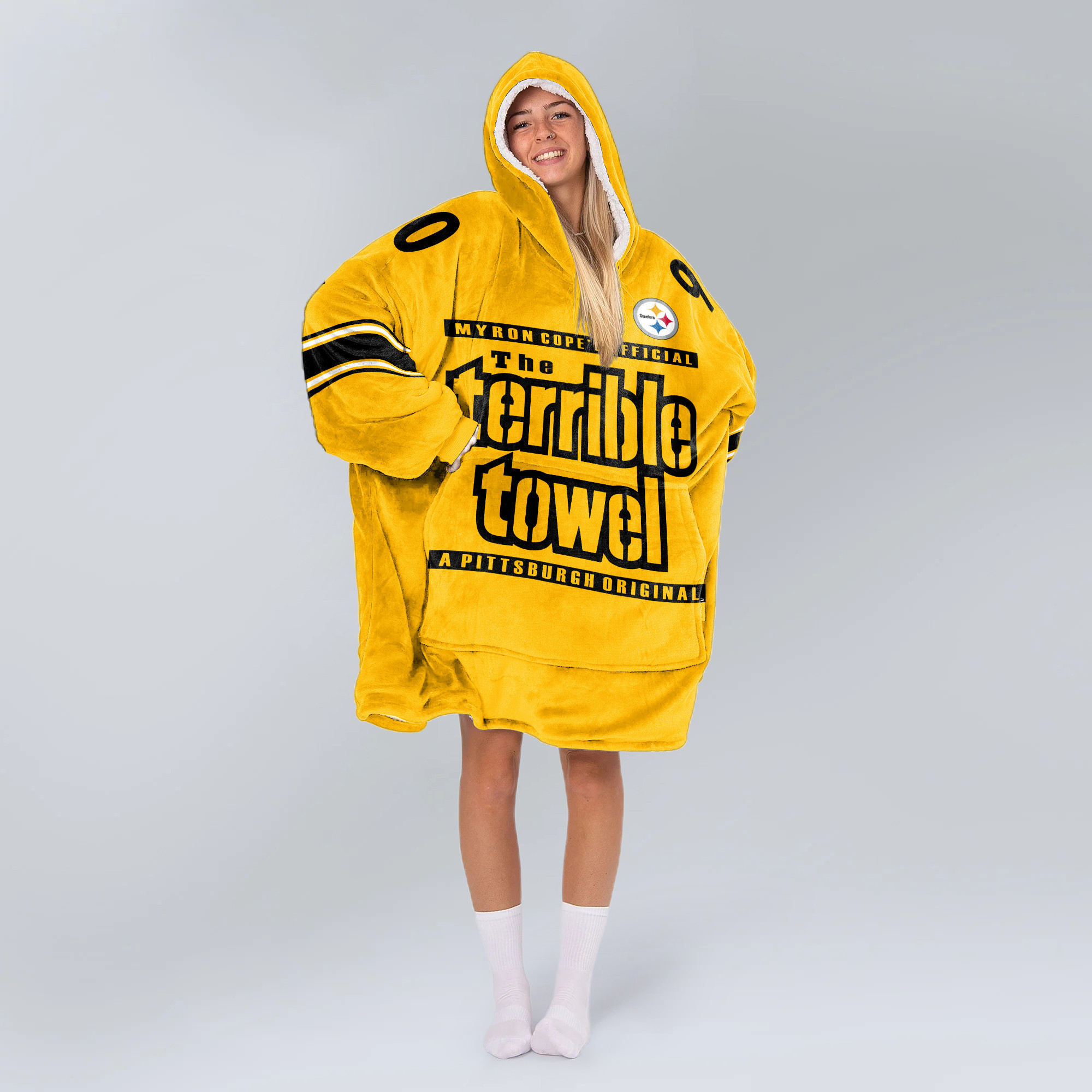 Adult Terrible Towel 90 Pittsburgh Football Unisex Blanket Hoodie