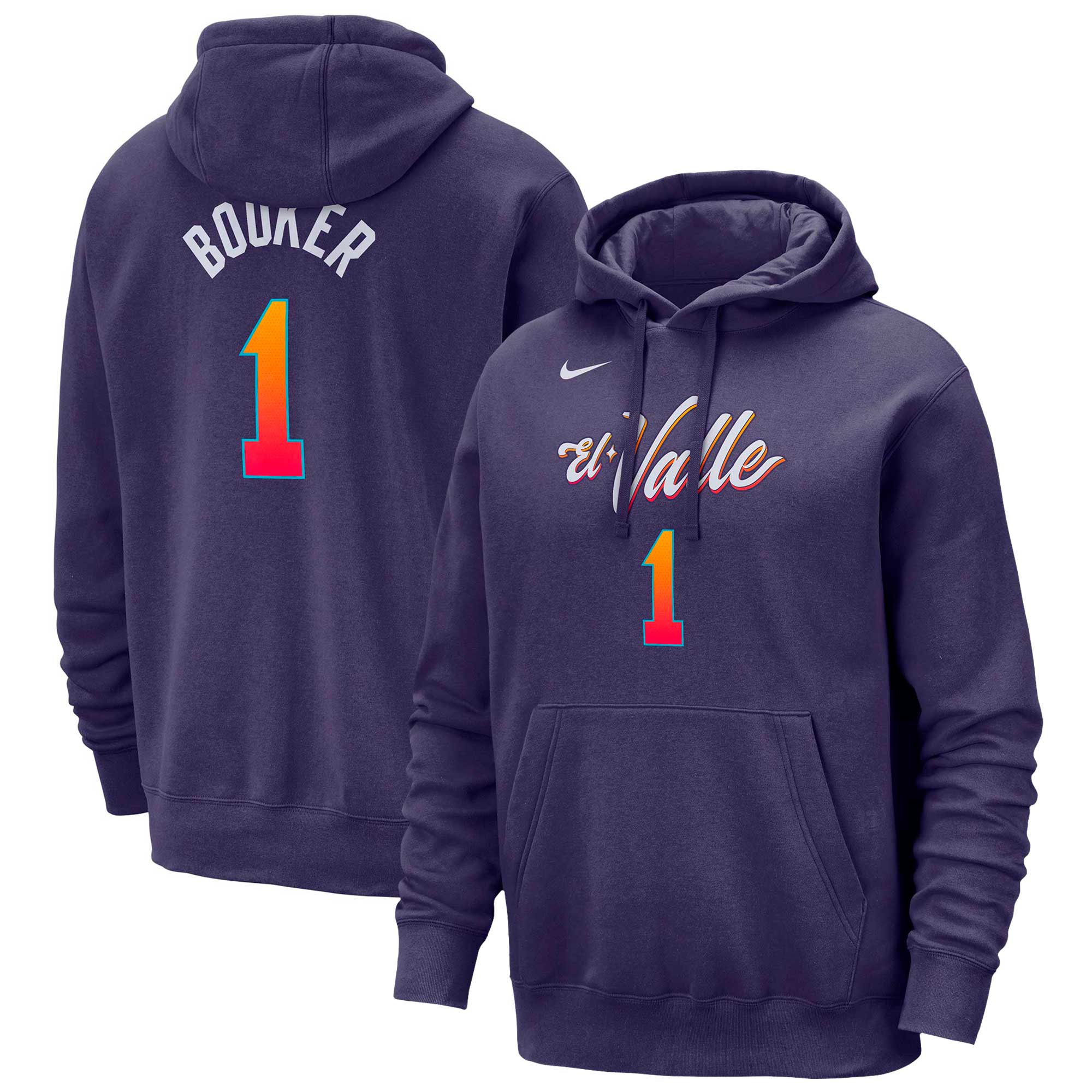 Men's Phoenix Suns Devin Booker  Purple 2023/24 City Edition Name & Number Pullover Hoodie