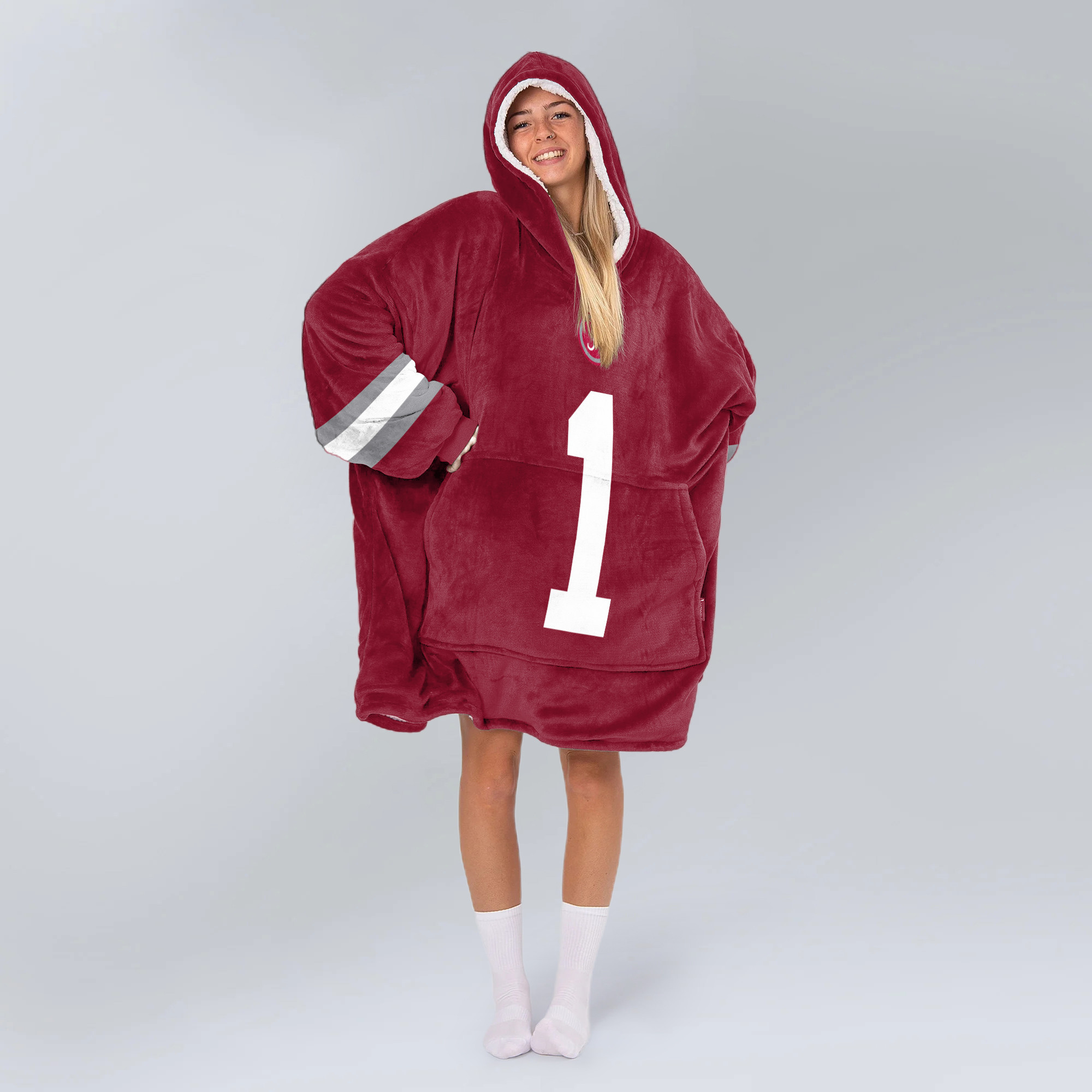 Adult #1 Alabama Football Unisex Blanket Hoodie