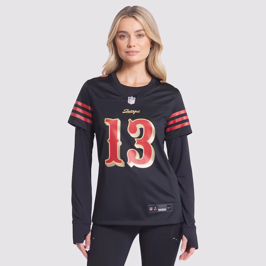 Brock Purdy #13 San Francisco 49ers Women's 2025 Rivalries Collection Game Jersey - Black