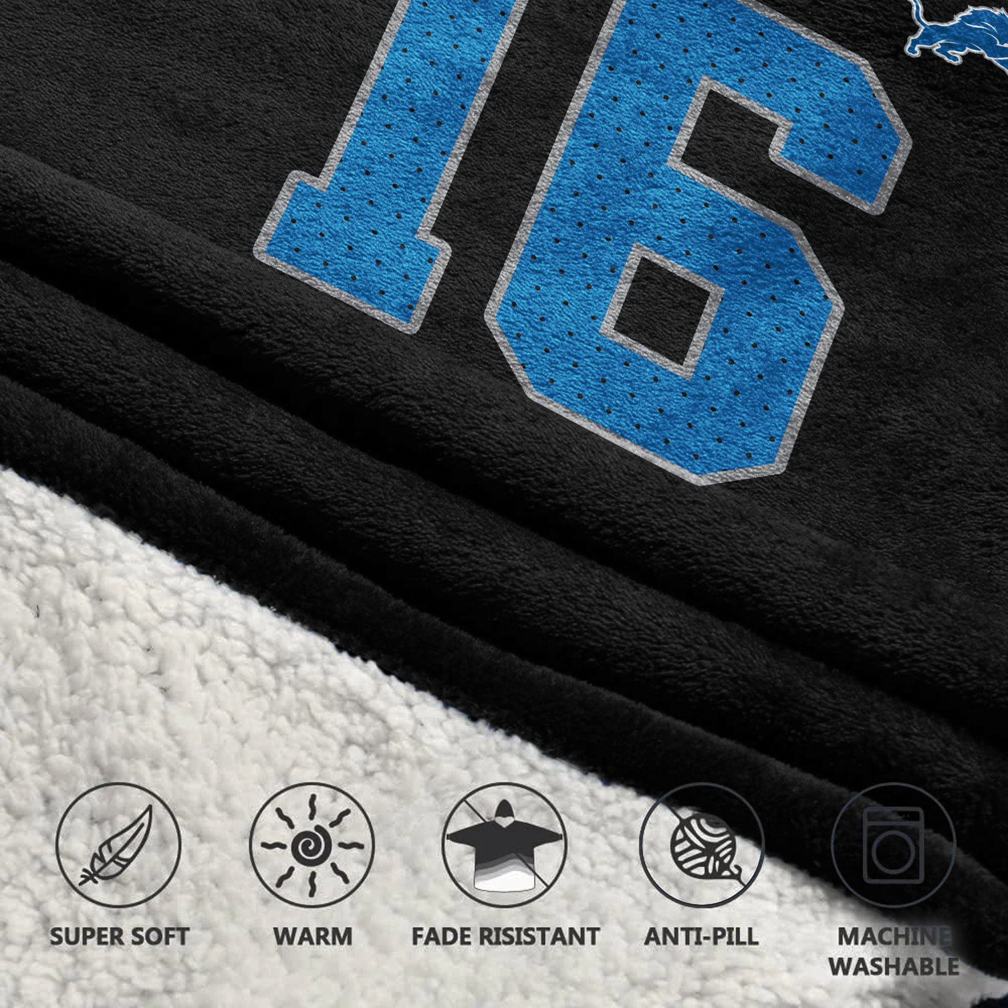 Adult J G 16 Detroit Lions Football Unisex Blanket Hoodie