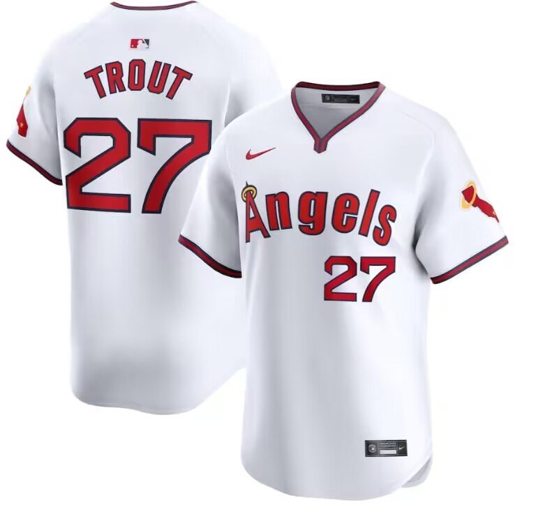 Men's Los Angeles Angels #27 Mike Trout  White Alternate Limited Player Jersey