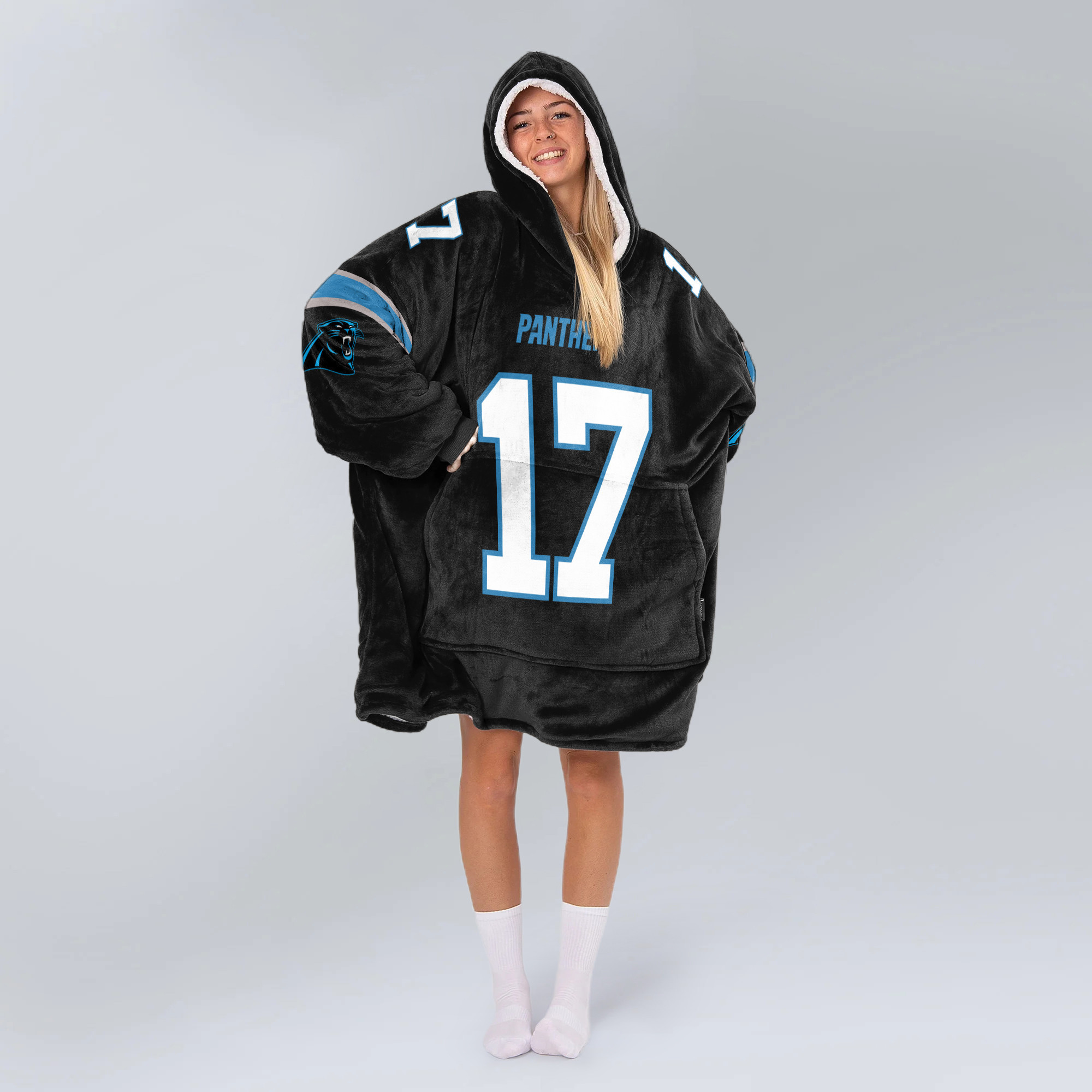 Adult XL 17 Carolina Panthers Football Unisex Blanket Hoodie