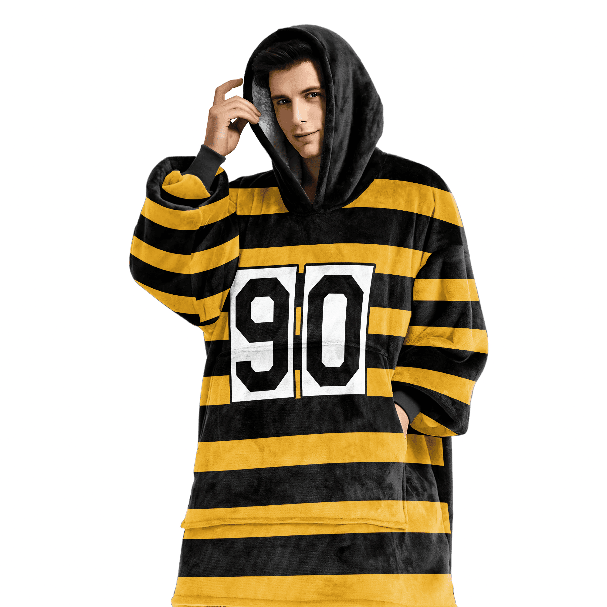 Adult 90 Pittsburgh Football Throwback Unisex Blanket Hoodie