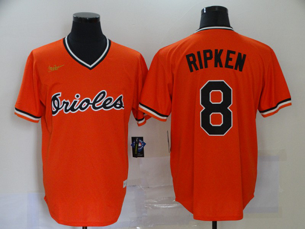 Men's Baltimore Orioles #8 Cal Ripken Jr. Orange Pullover Cooperstown Collection Stitched MLB  Jersey