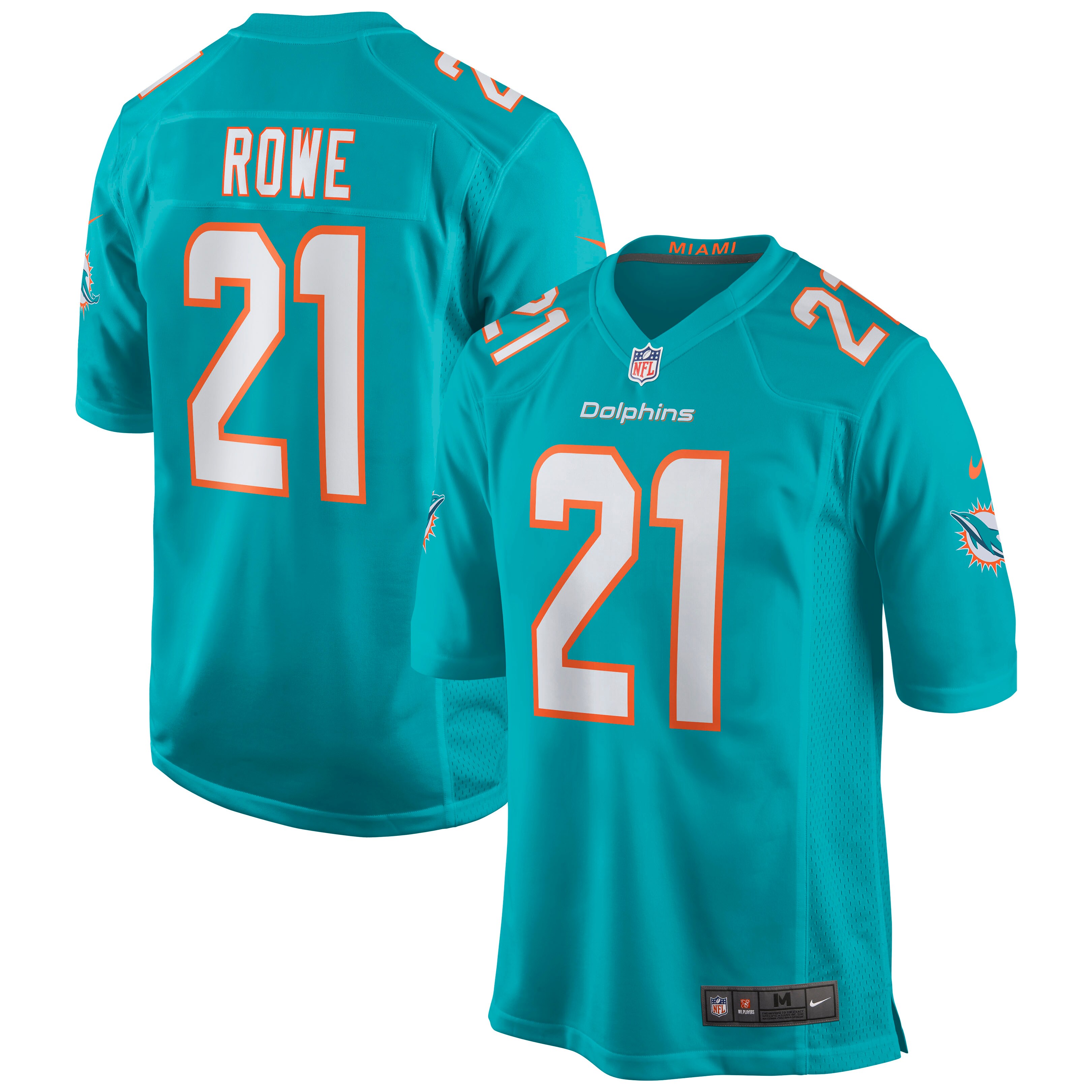 Eric Rowe Miami Dolphins  Game Jersey - Aqua