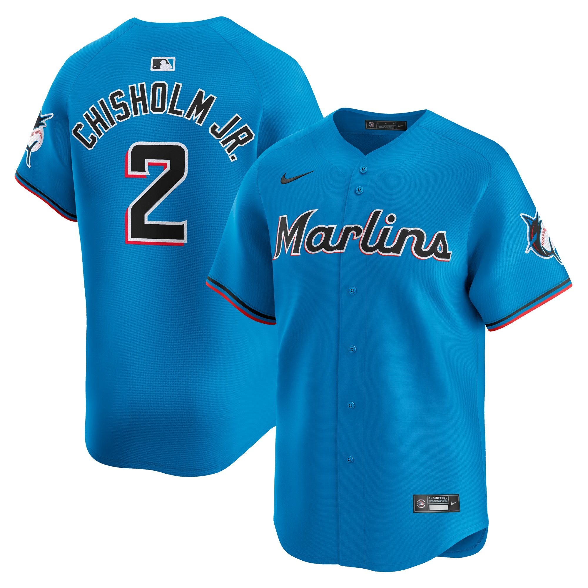 Men's Miami Marlins Jazz Chisholm Jr.  Blue Alternate Limited Player Jersey