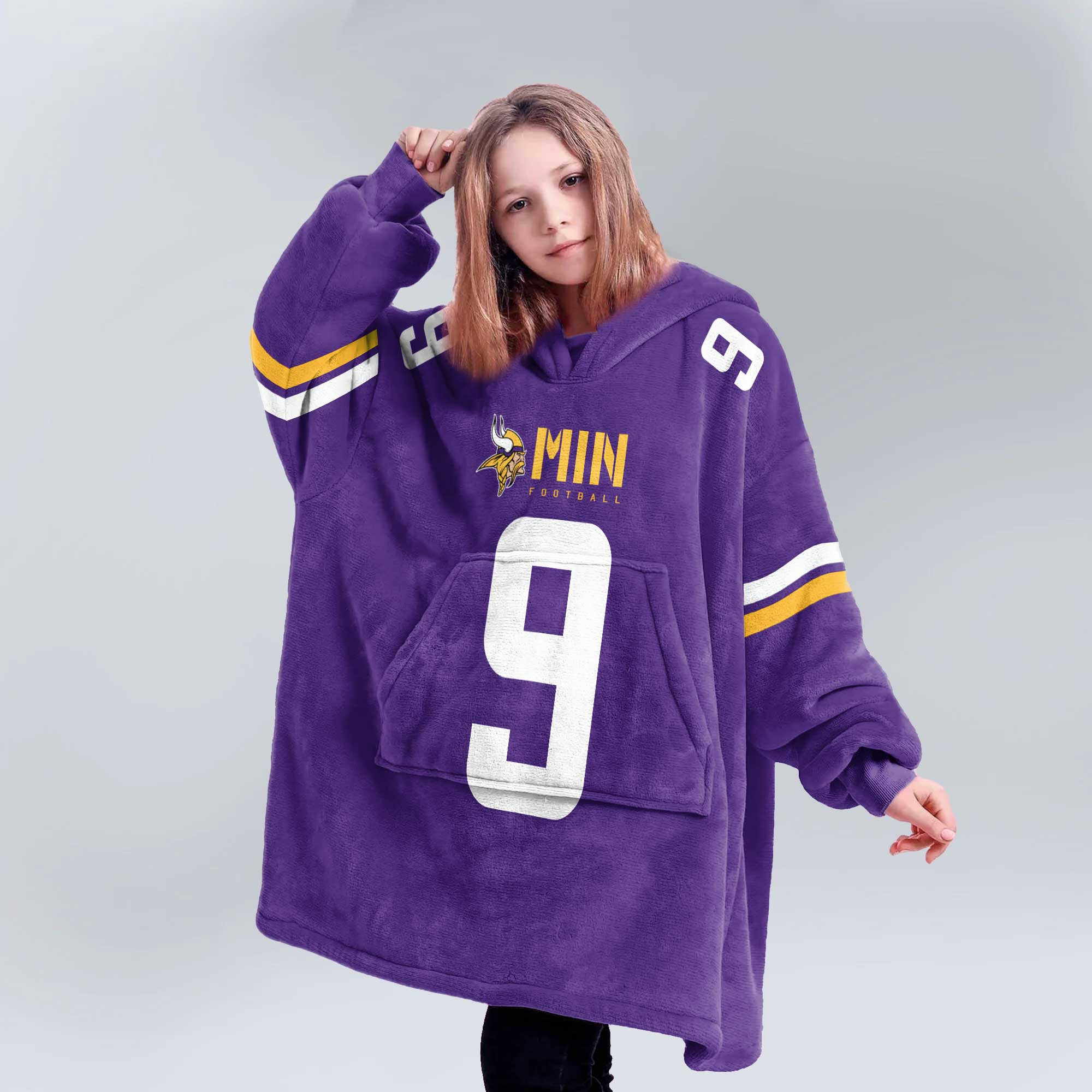 Kid 9 Minnesota Football Unisex Blanket Hoodie