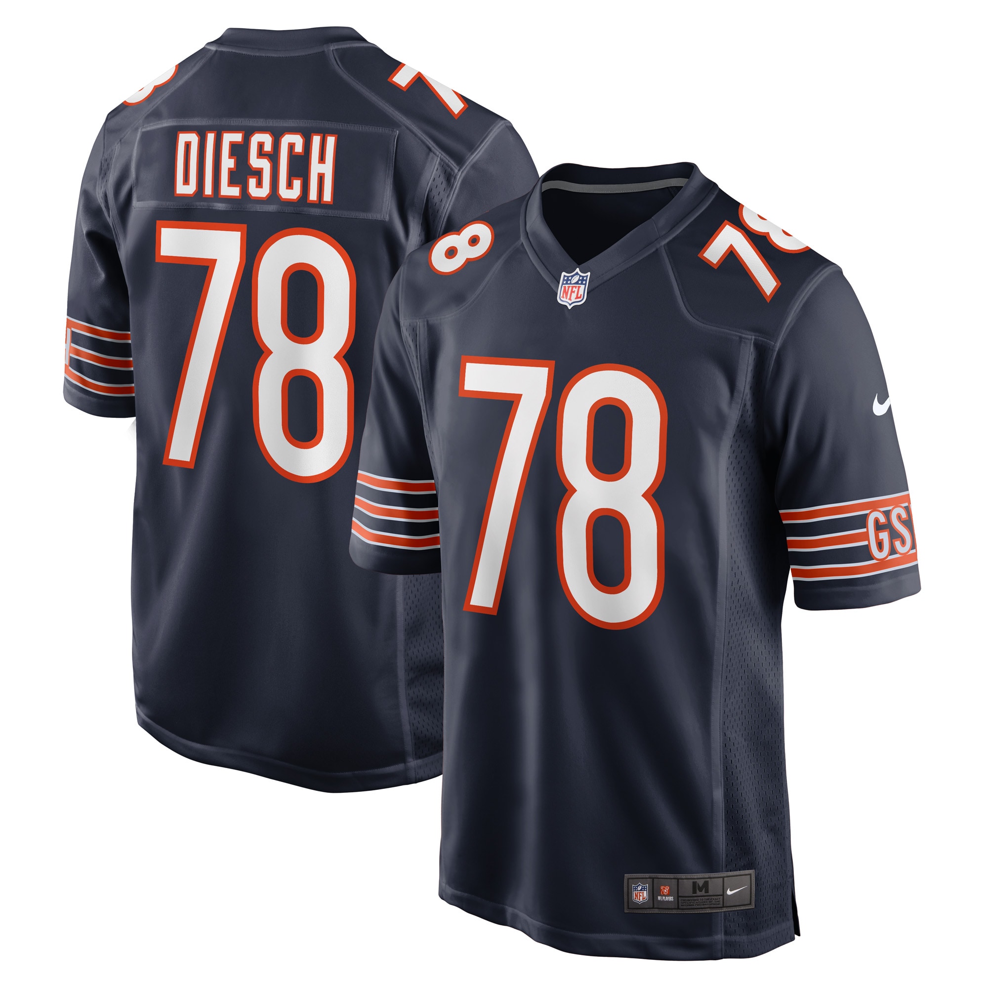 Kellen Diesch Chicago Bears  Game Player Jersey - Navy