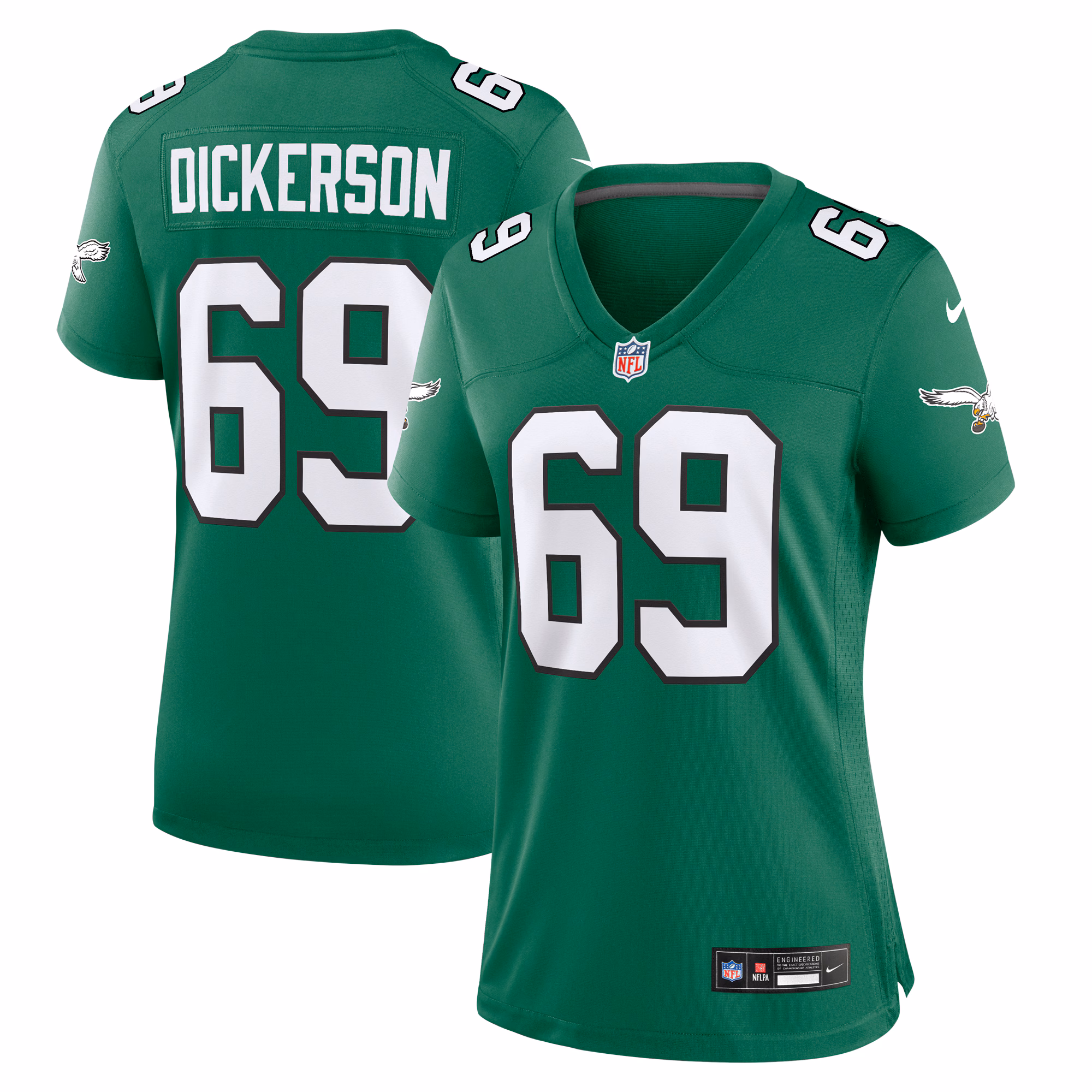 Landon Dickerson #69 Philadelphia Eagles Women Alternate Game Jersey - Kelly Green