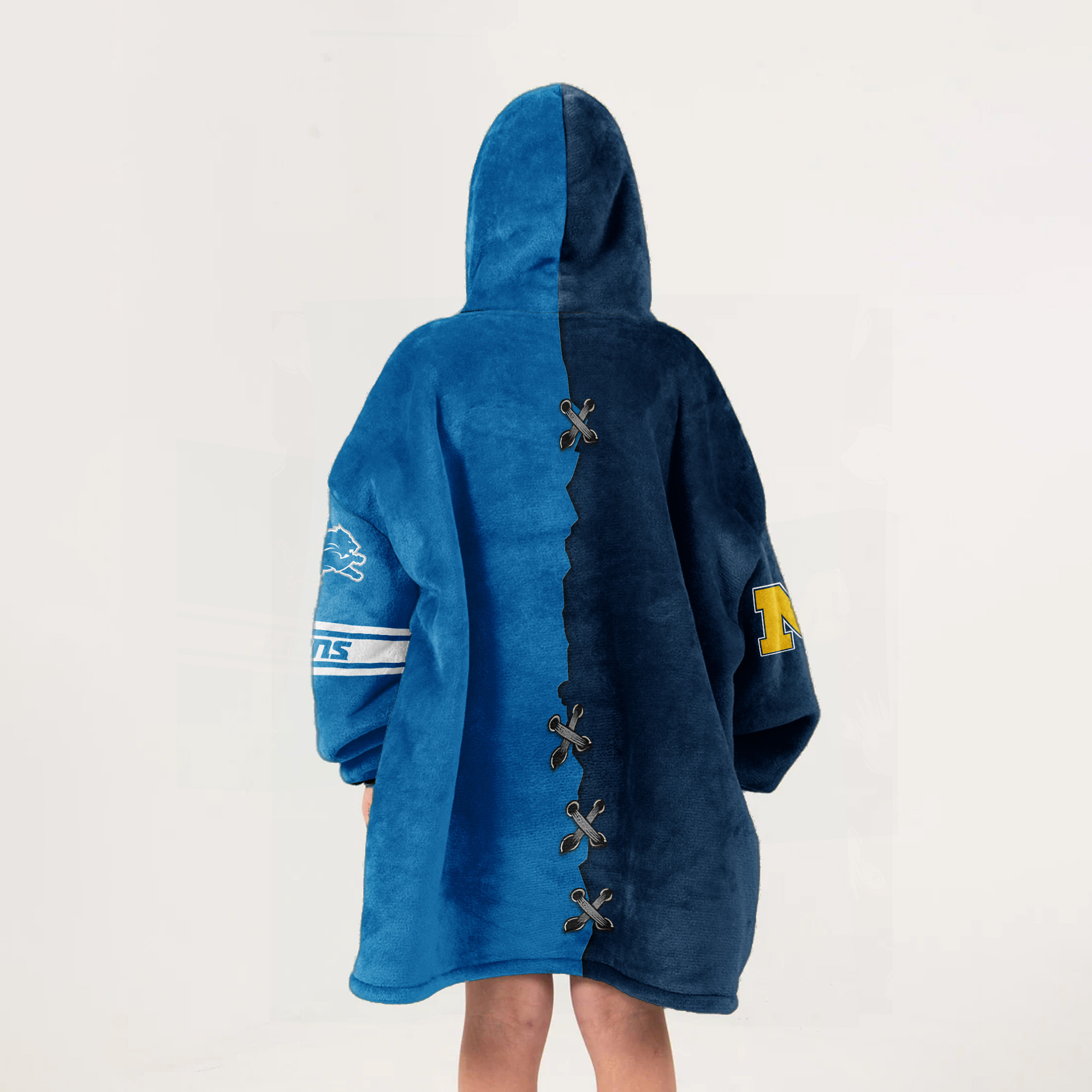 Adult Michigan Wolverines Detroit Football Unisex Blanket Hoodie