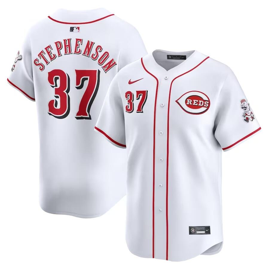 Men's Cincinnati Reds #37 Tyler Stephenson  White Home Limited Player Jersey
