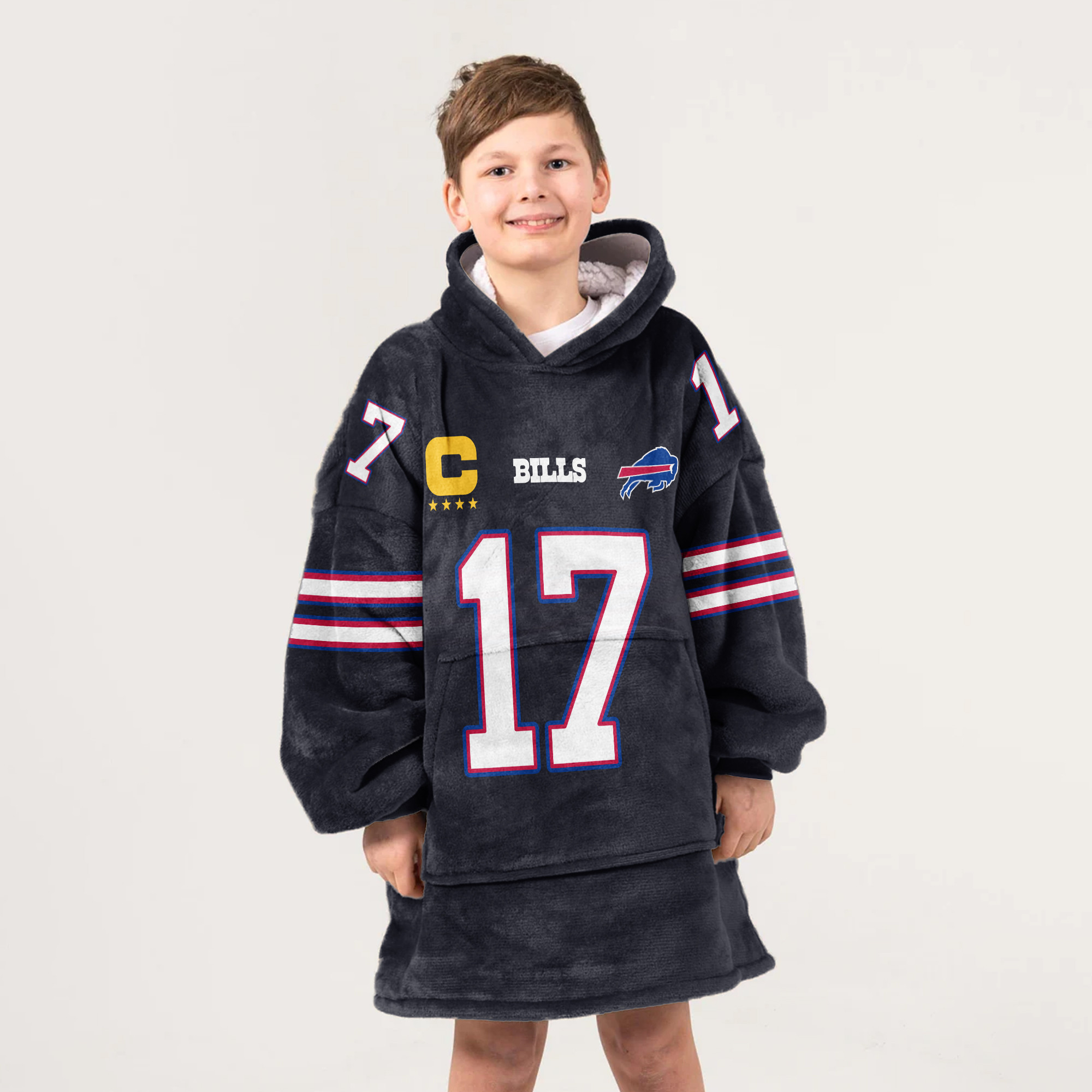 Kid Captain J.A 17 Buffalo Football Unisex Blanket Hoodie