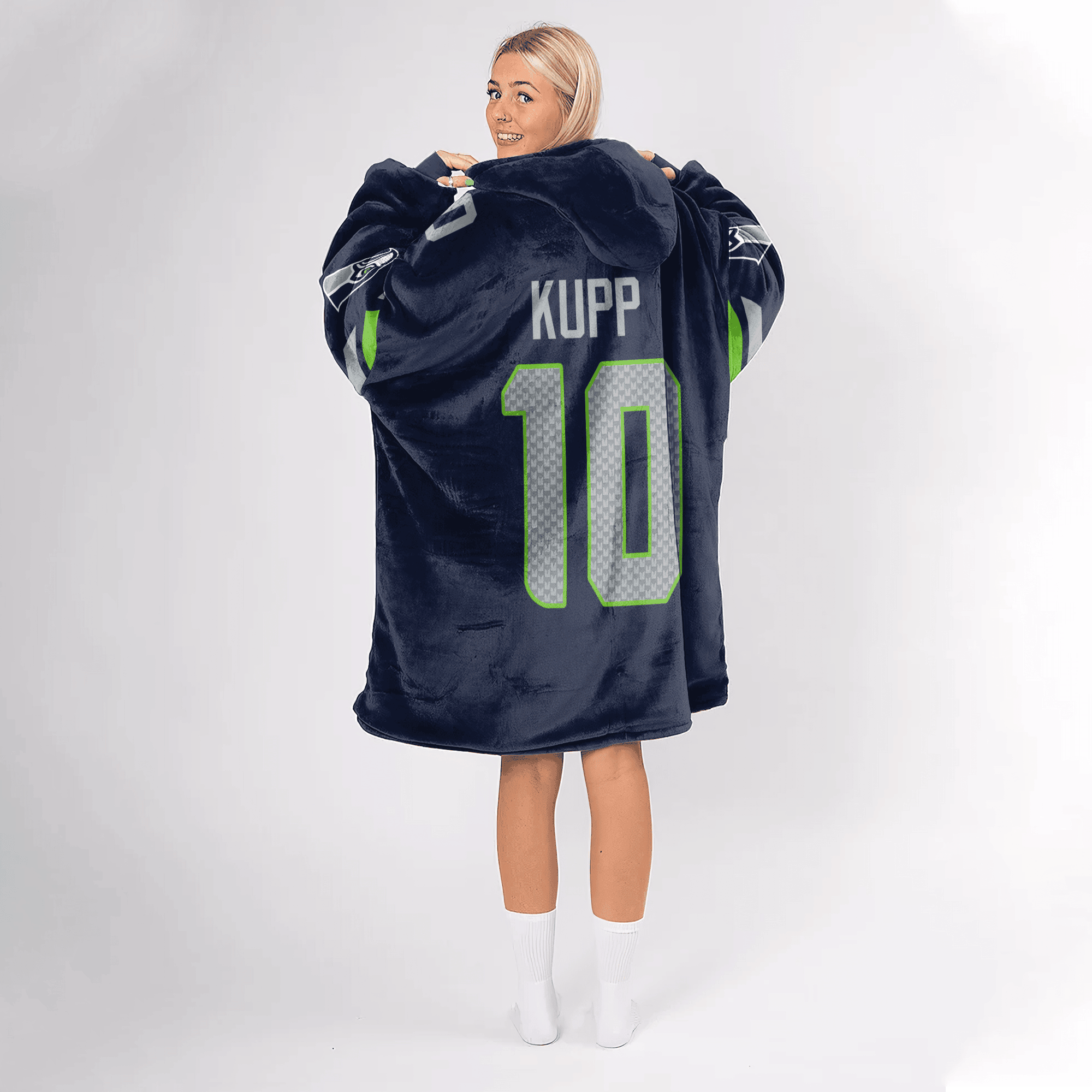 Adult 10 Seattle Football Unisex Blanket Hoodie