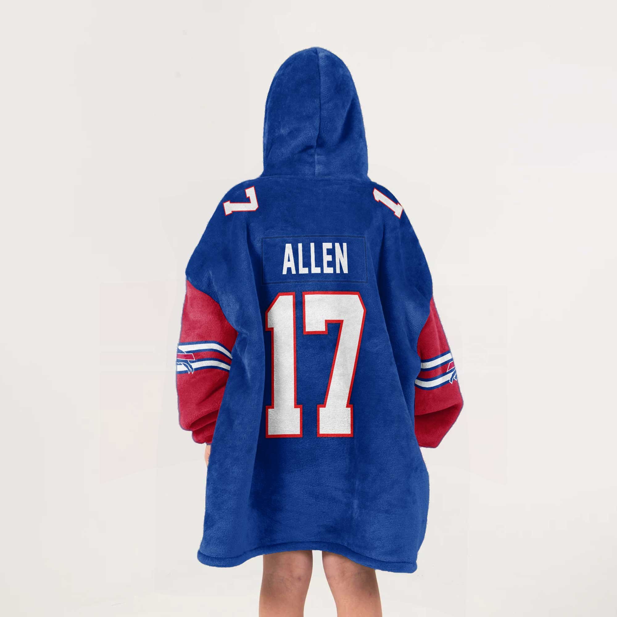 Adult 17 Buffalo Football Unisex Blanket Hoodie