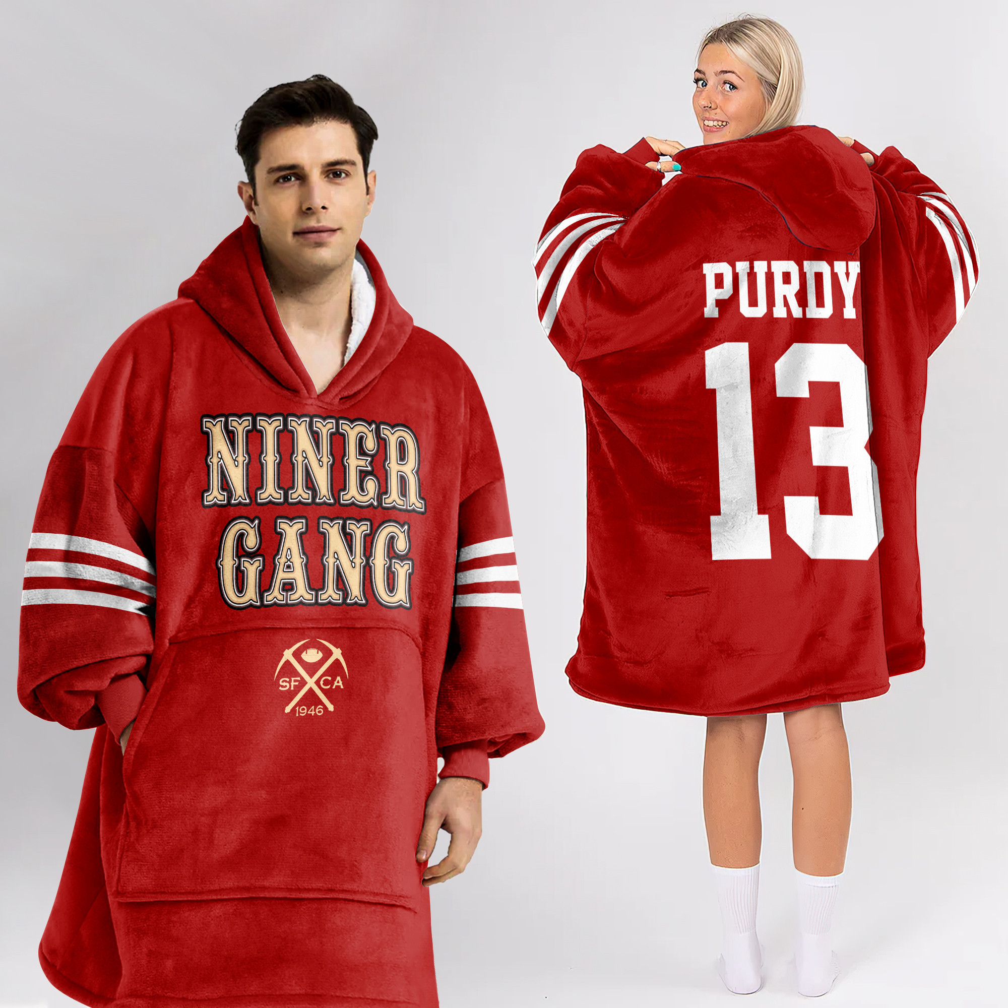Adult 13 San Francisco 49ers Football Unisex Blanket Hoodie