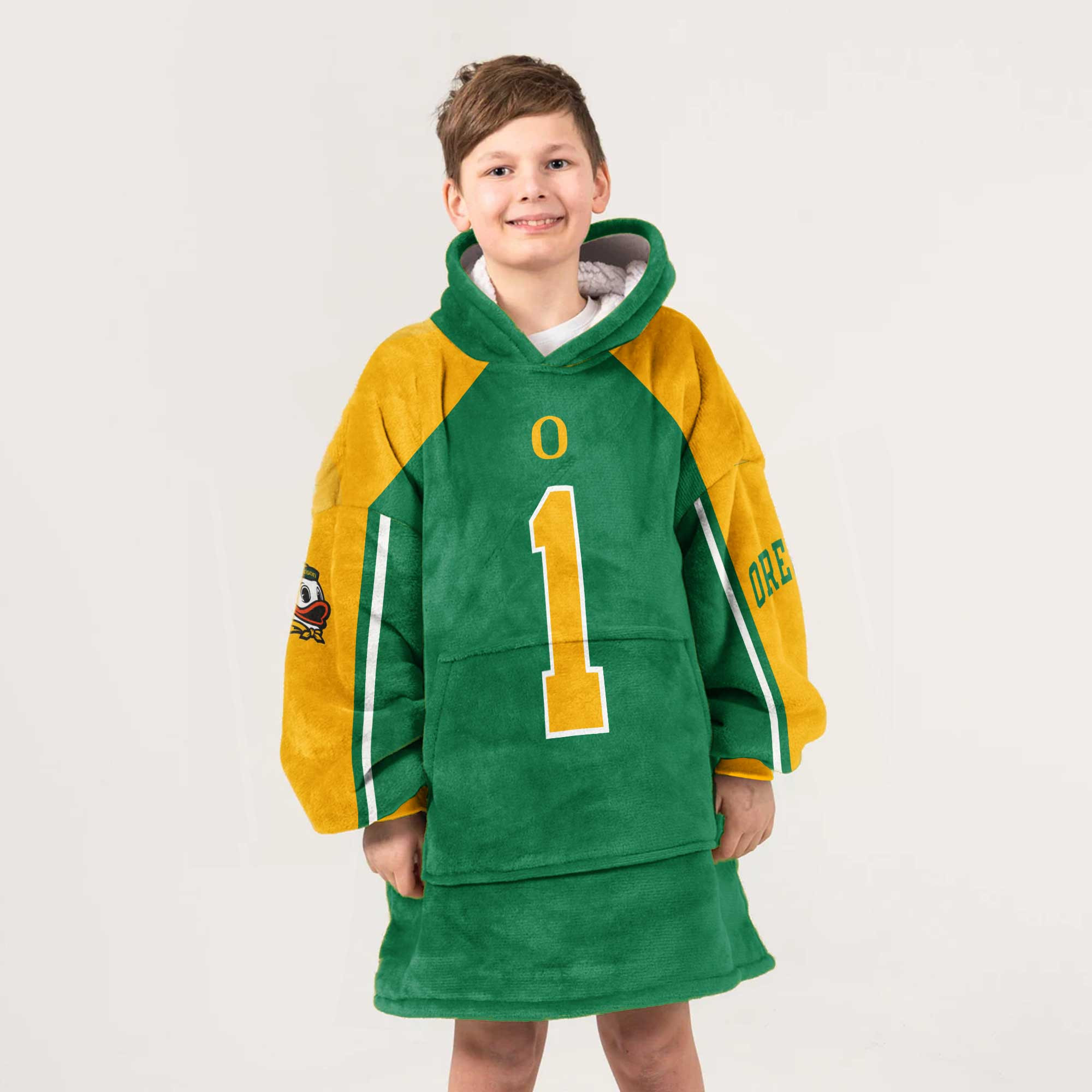 Kid Oregon Football Unisex Blanket Hoodie