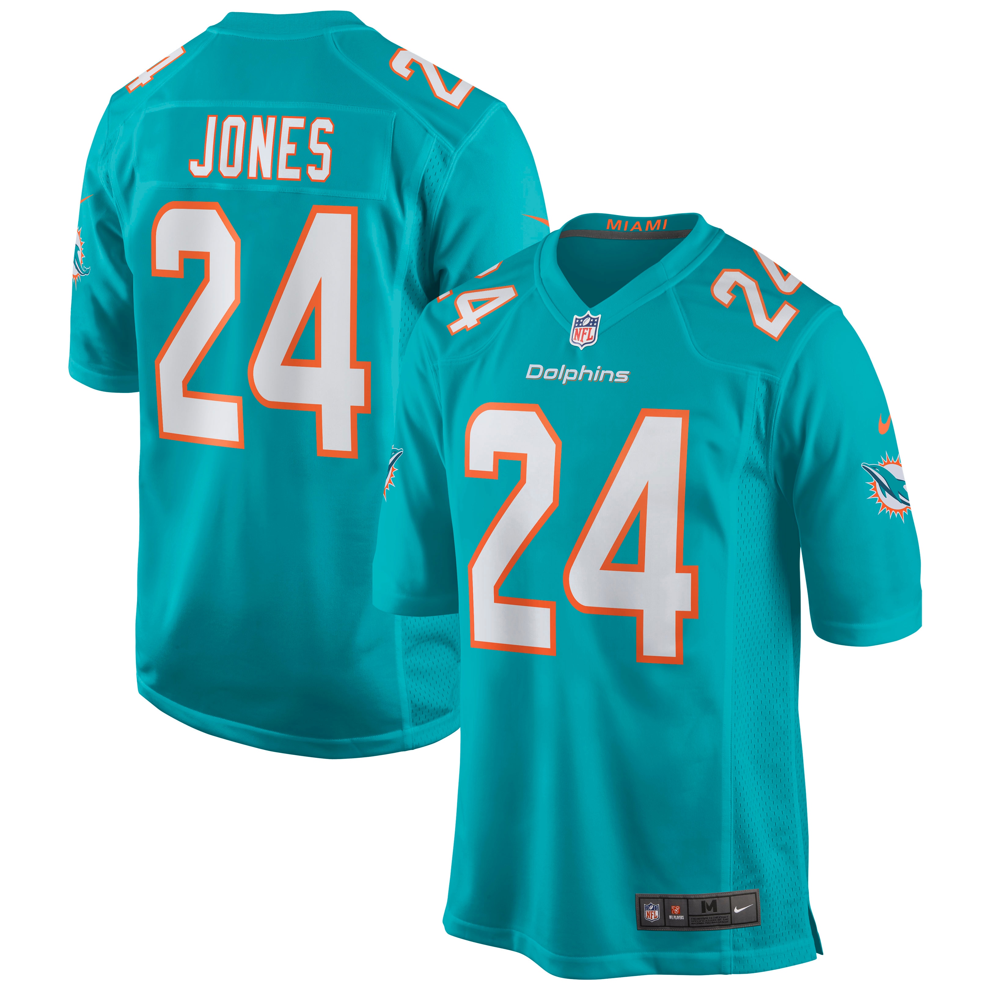 Byron Jones Miami Dolphins  Game Jersey - Aqua