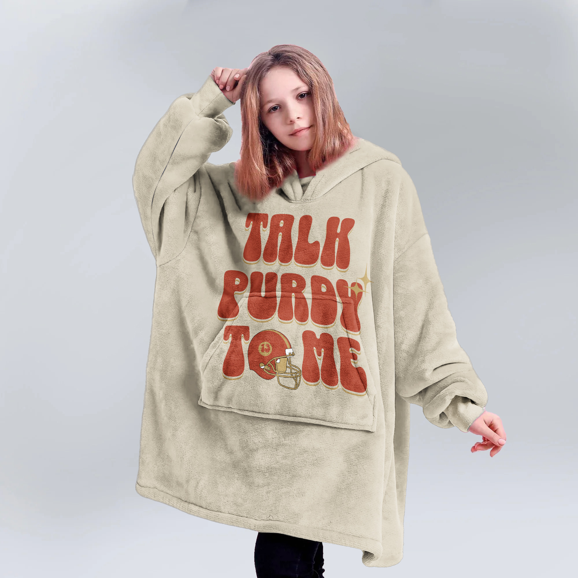 Adult Talk Purdy To Me 13 San Francisco 49ers Football Unisex Blanket Hoodie