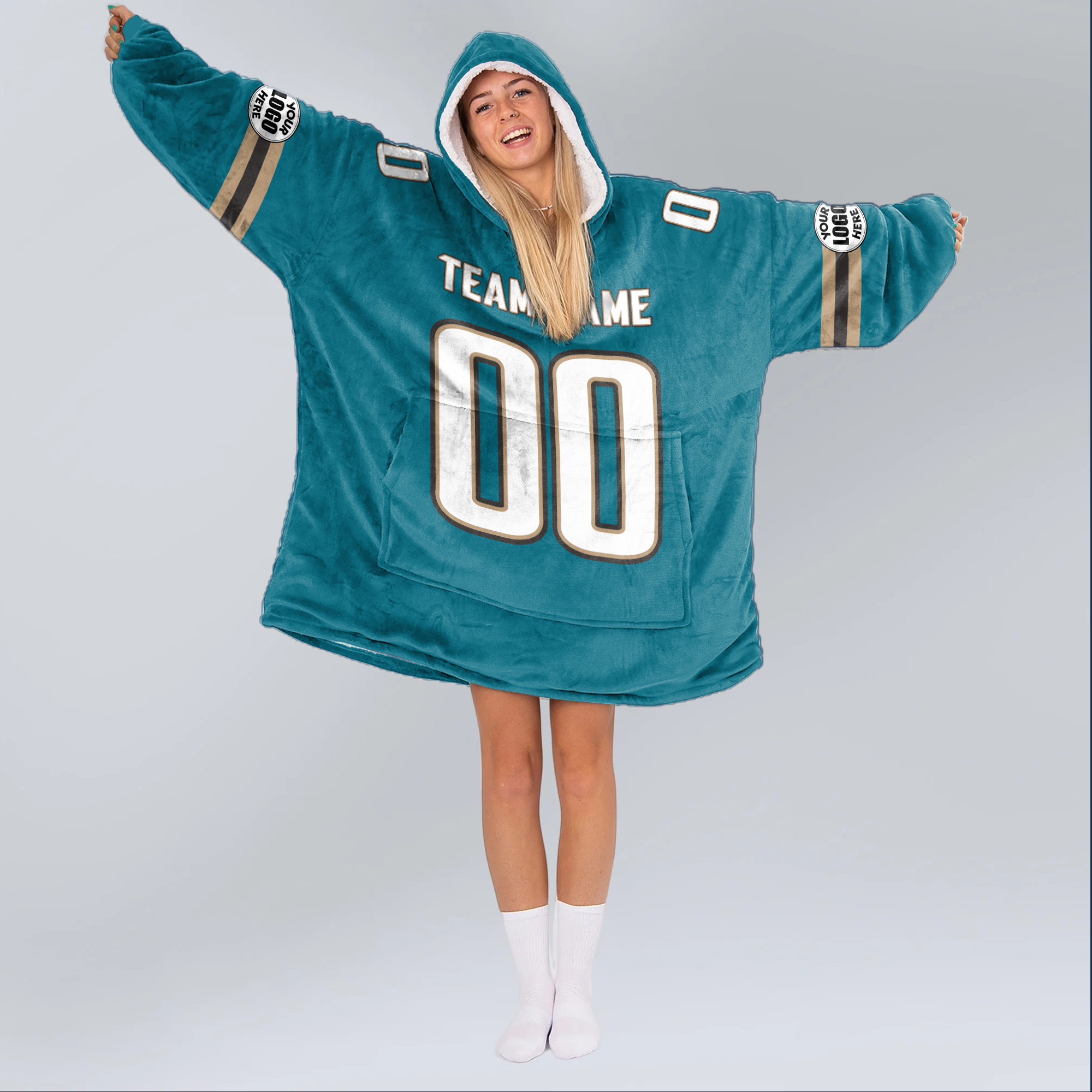 Adult Custom Blanket Hoodie Jacksonville Inspired Color
