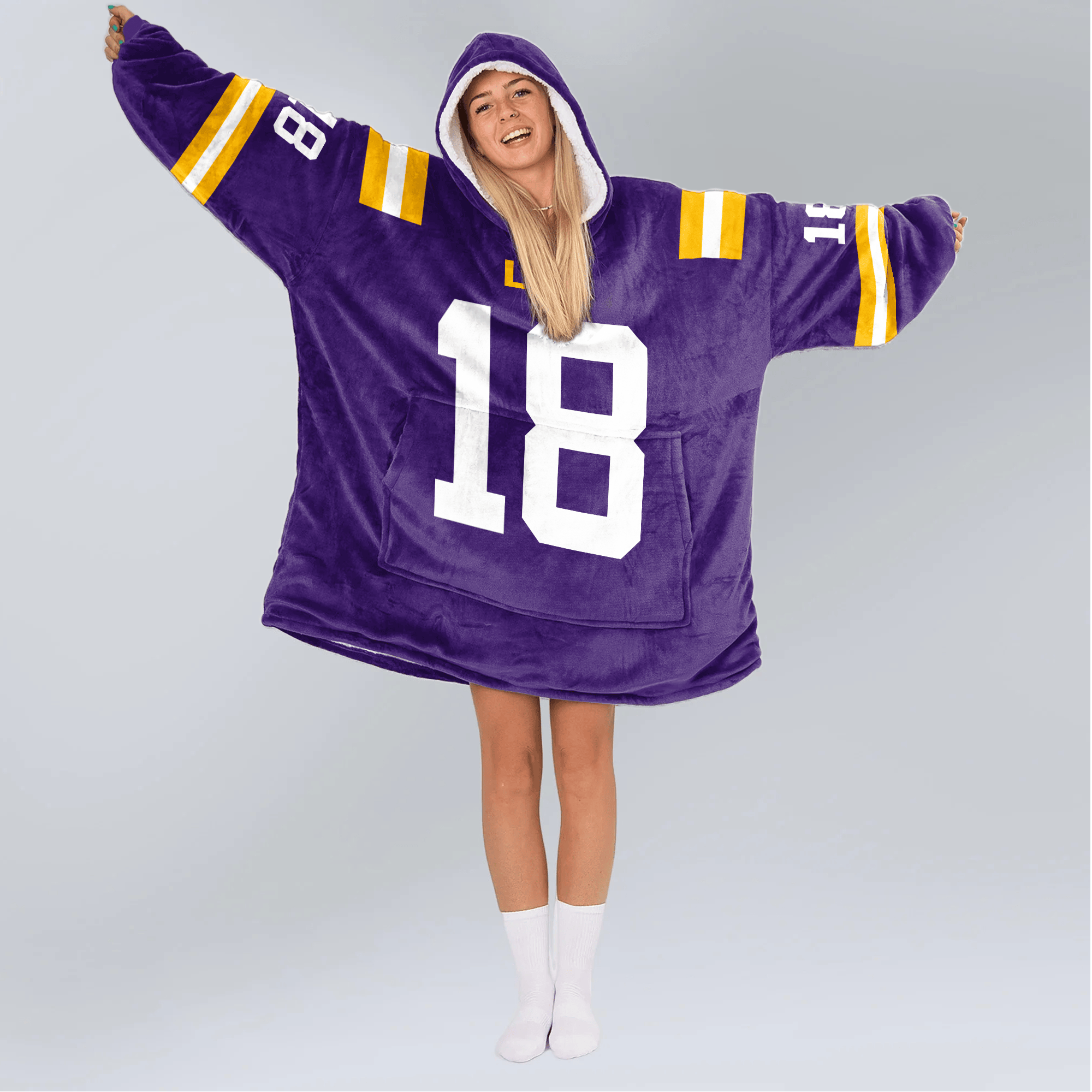 Adult G.N 18 LSU Football Unisex Blanket Hoodie