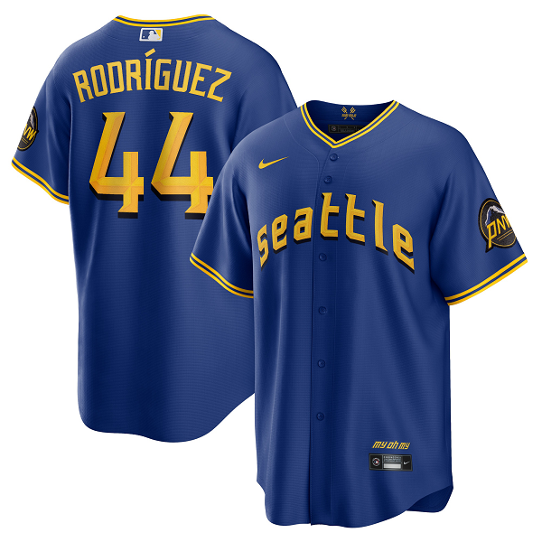 Men's Seattle Mariners #44 Julio Rodriguez  Royal 2023 City Connect Cool Base Player Jersey