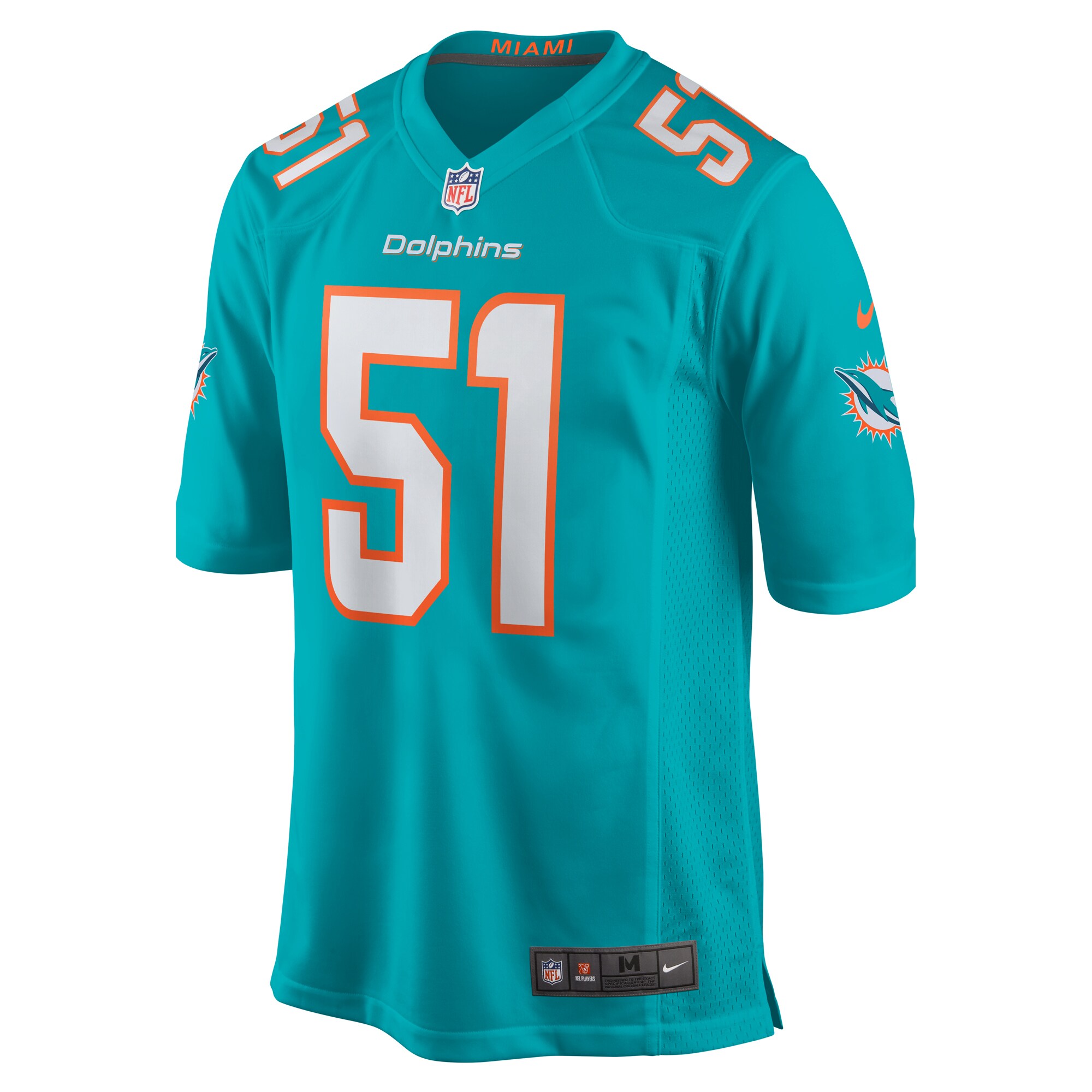 David Long Jr. Miami Dolphins Game Jersey - Aqua