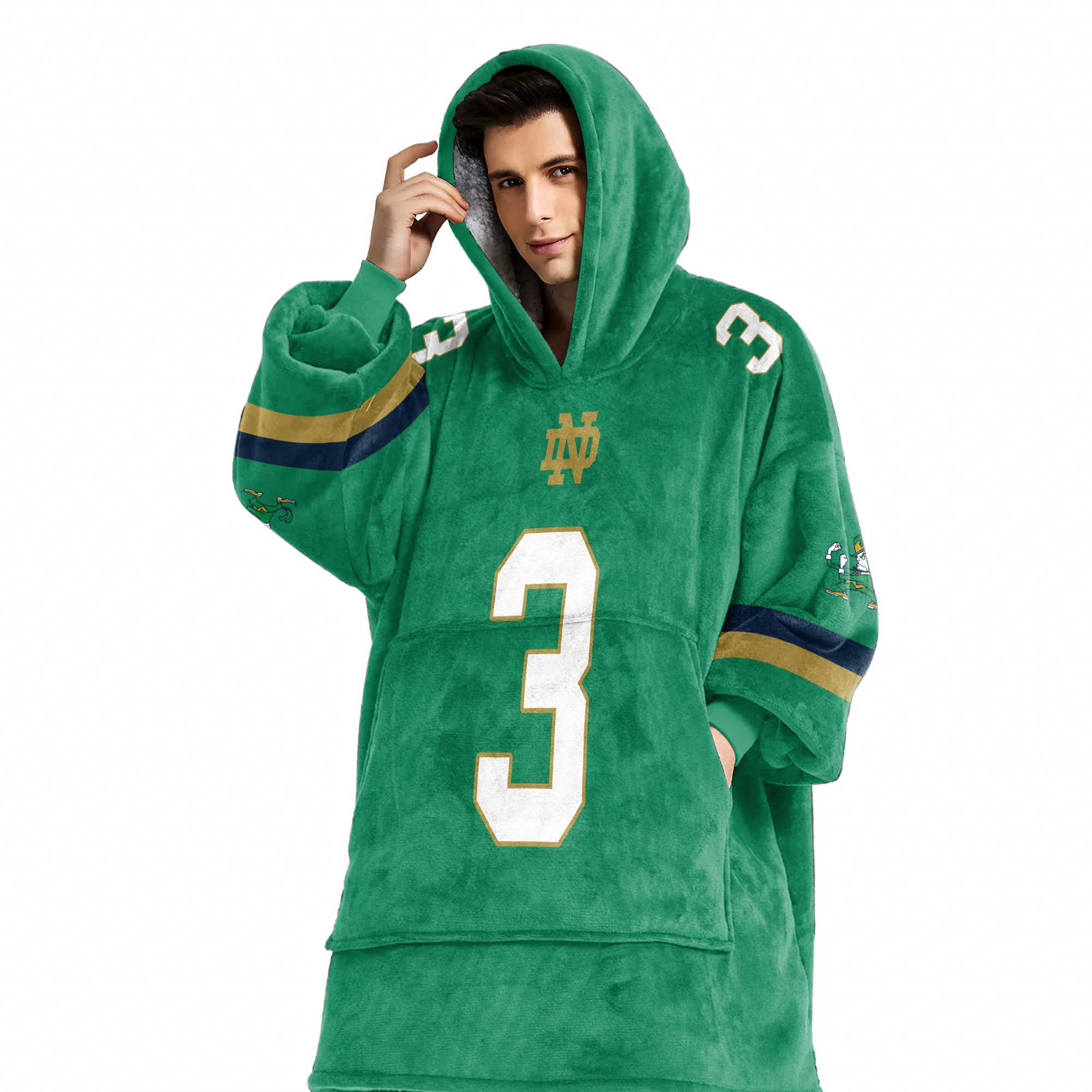 Adult 3 Notre Dame Football Unisex Blanket Hoodie