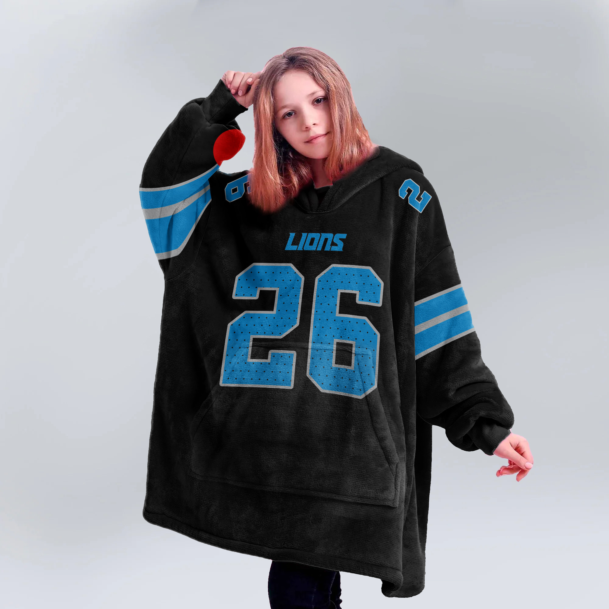 Adult Jah G 26 Detroit Lions Football Unisex Blanket Hoodie